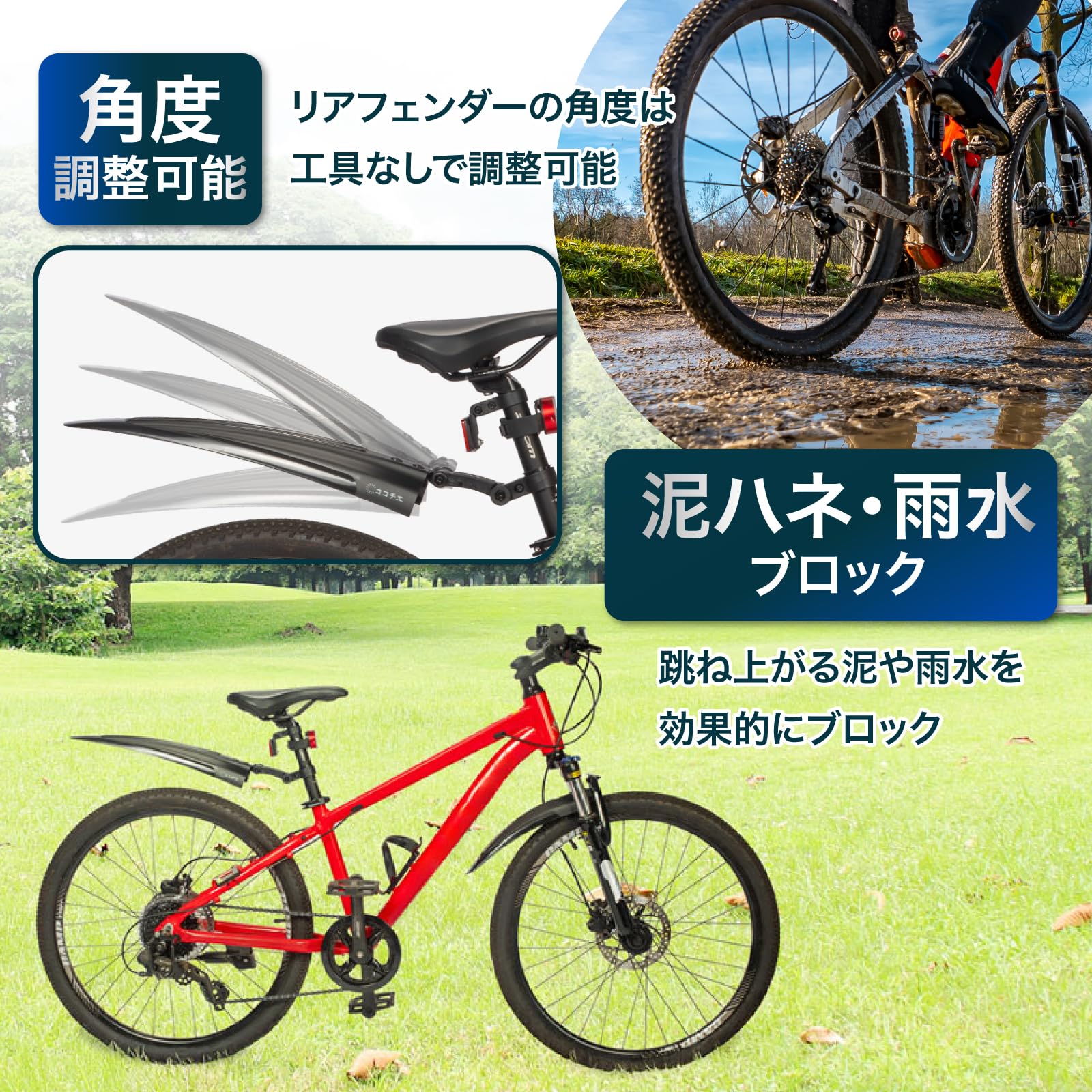 Amazon | [ココチエ] 自転車 泥除け フェンダー 前後セット 角度調整