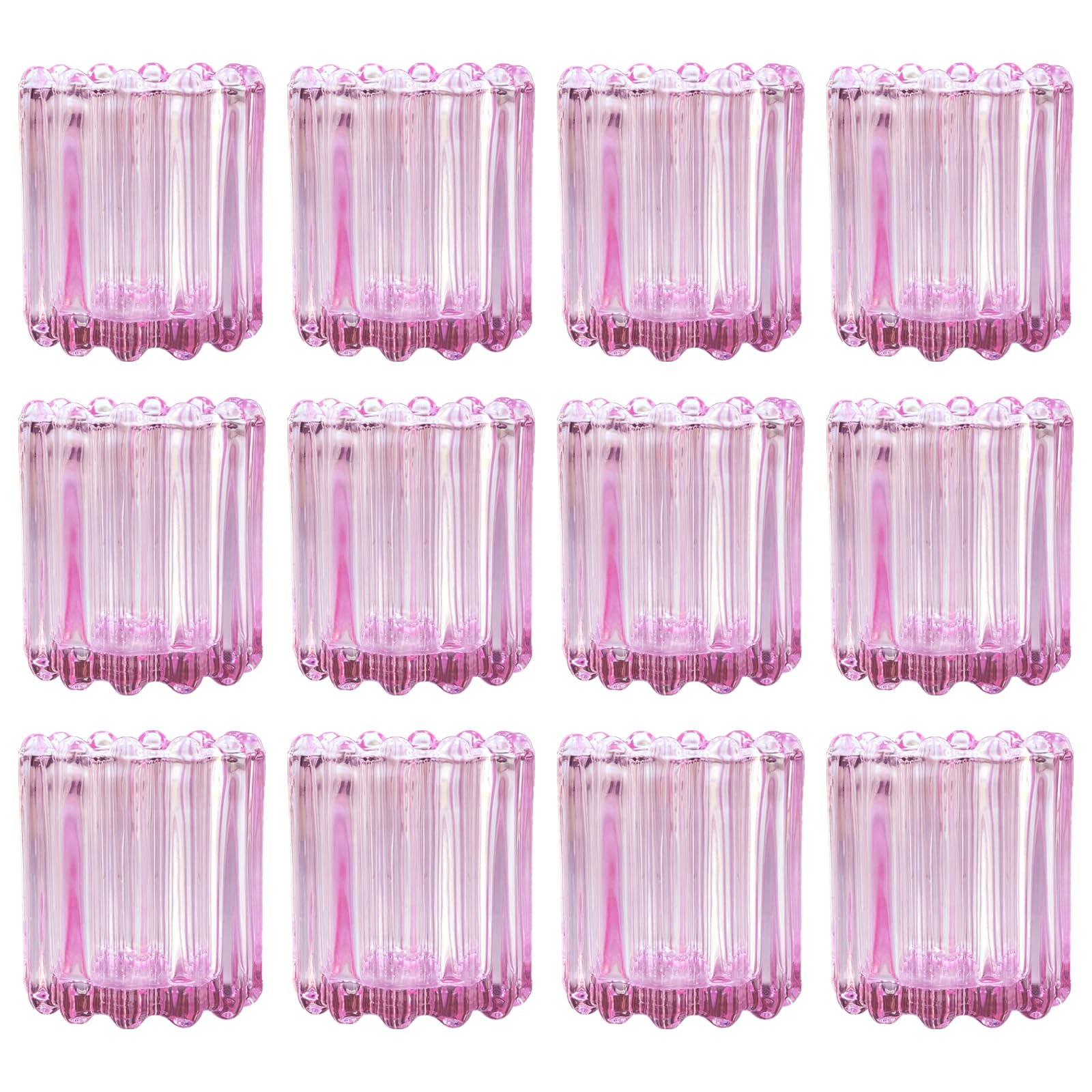 GOLDEAL Lot de 24 photophores en verre rose décoratifs, bougeoirs en vrac, pour mariage, fête, dîner, décoration de table à la maison.
