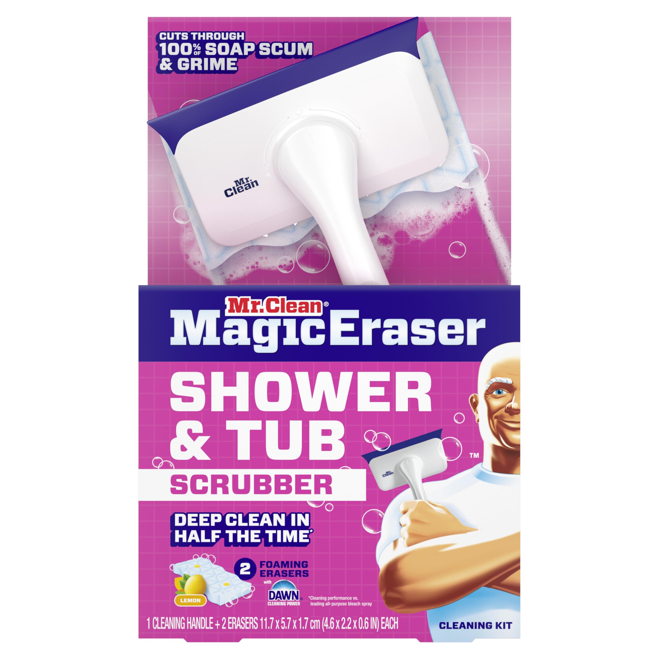 Mr Clean Magic Eraser Shower Tub Scrubber Bathroom Cleaner All in One Bathroom Cleaner Lemon Starter Kit 1