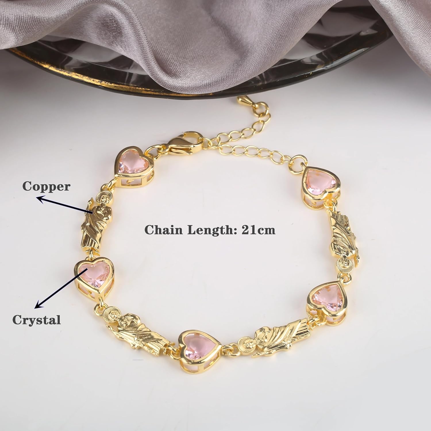 14K Yellow Gold Christian San Judas Bracelet For Women Men - Religious St Jude Bracelet, San Judas Tadeo Bracelet, Pulseras De San Judas Tadeo, Saint Jude Bracelets - Image 4