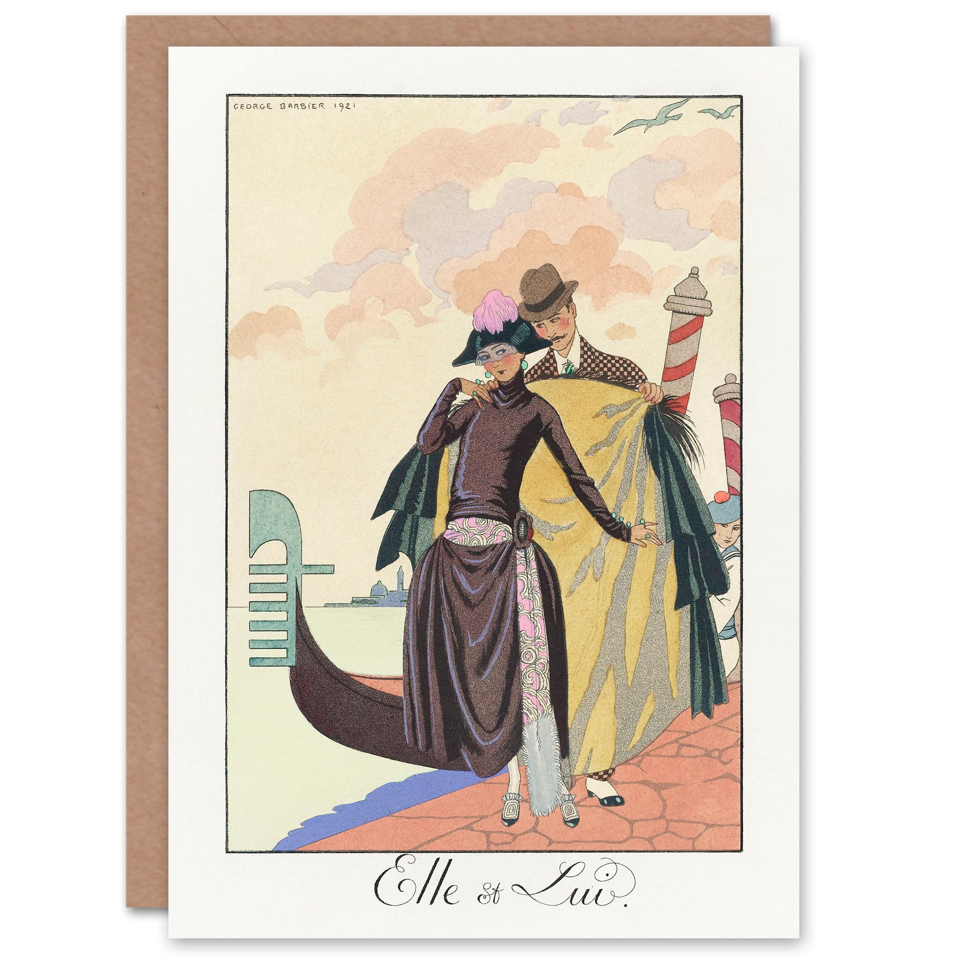 Artery8 Greeting Card - She & Him Vintage Fashion - White