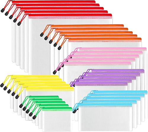 SUNEE Bolsas de plástico con cremallera de varios tamaños (7 colores, 35 paquetes), bolsa con cremallera resistente al agua para suministros de SUNEE Bolsas de plástico con cremallera de varios tamaños (7 colores, 35 paquetes), bolsa con cremallera resistente al agua para suministros de