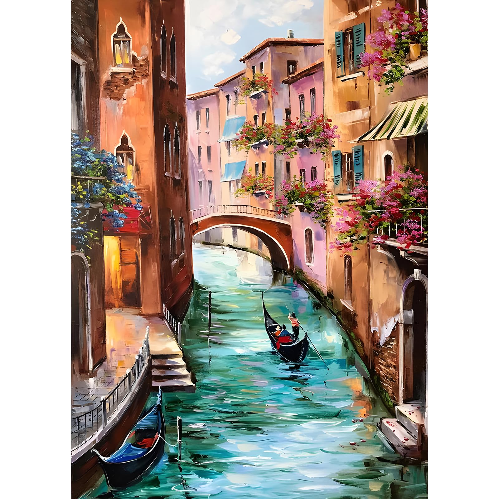 EOBROMD Diamond Painting Kit Completo Paisajes, Ciudad Sobre el Agua Pintura de Diamante Adultos Niños, Punto de Cruz Diamante, Cuadro Diamante Art Rhinestones Bordado para Decoración Hogar 30x40cm