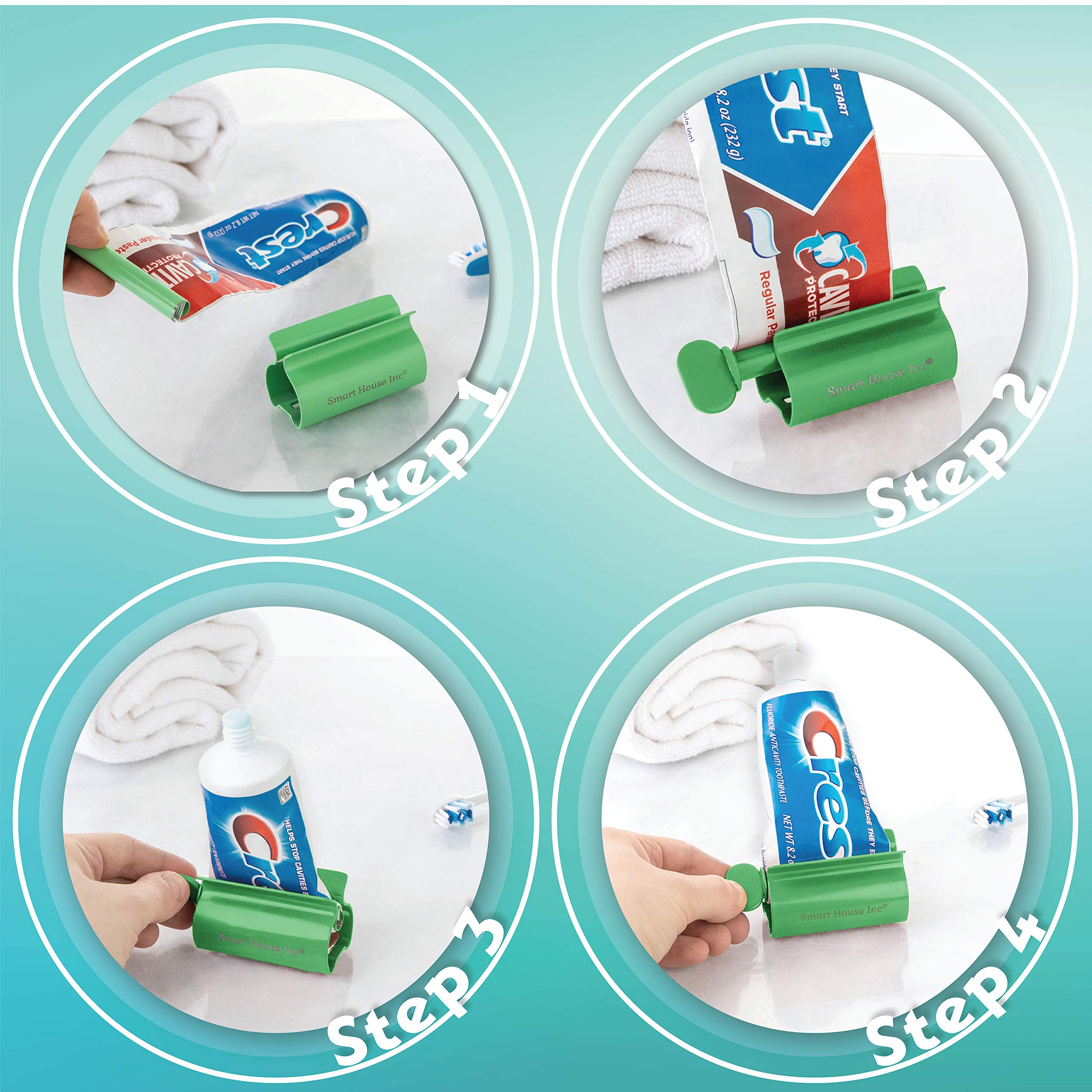 Rodillo de tubo exprimidor de pasta de dientes Rodillos exprimidores de tubo de acero inoxidable, ahorra pasta de dientes, cremas, pone fin a los desperdicios, simple y práctico (verde)