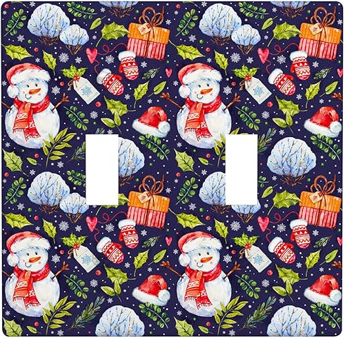 Miniatura 72 de Cubierta de interruptor de luz dúplex de 1 banda, cubierta decorativa de Navidad con copos de nieve rojos, placa frontal decorativa para cocina