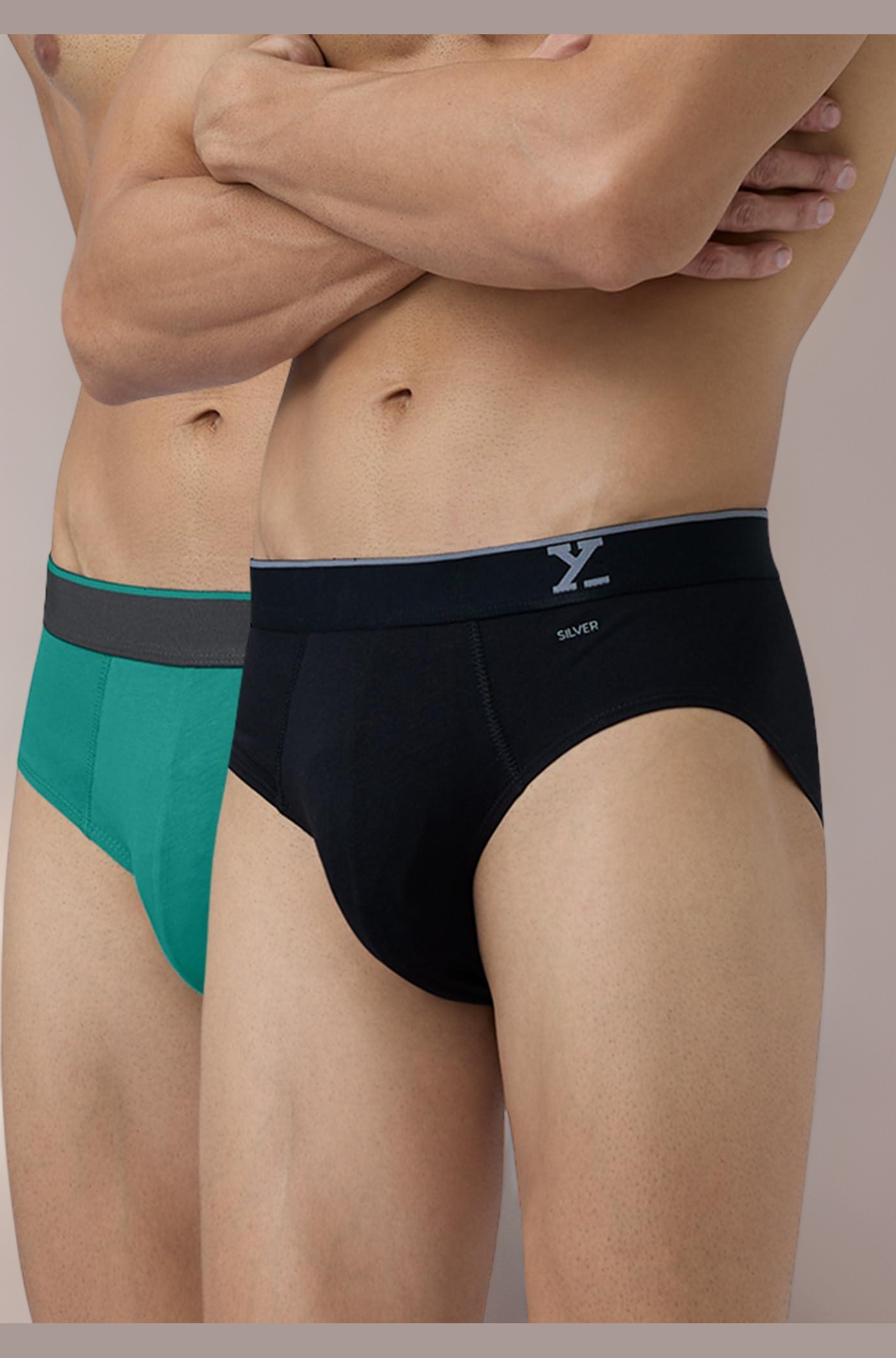 XYXX Men's Traq Super Combed Cotton Regular Fit Solid Antibacterial Briefs with No Marks Waistband (Pack of 2)