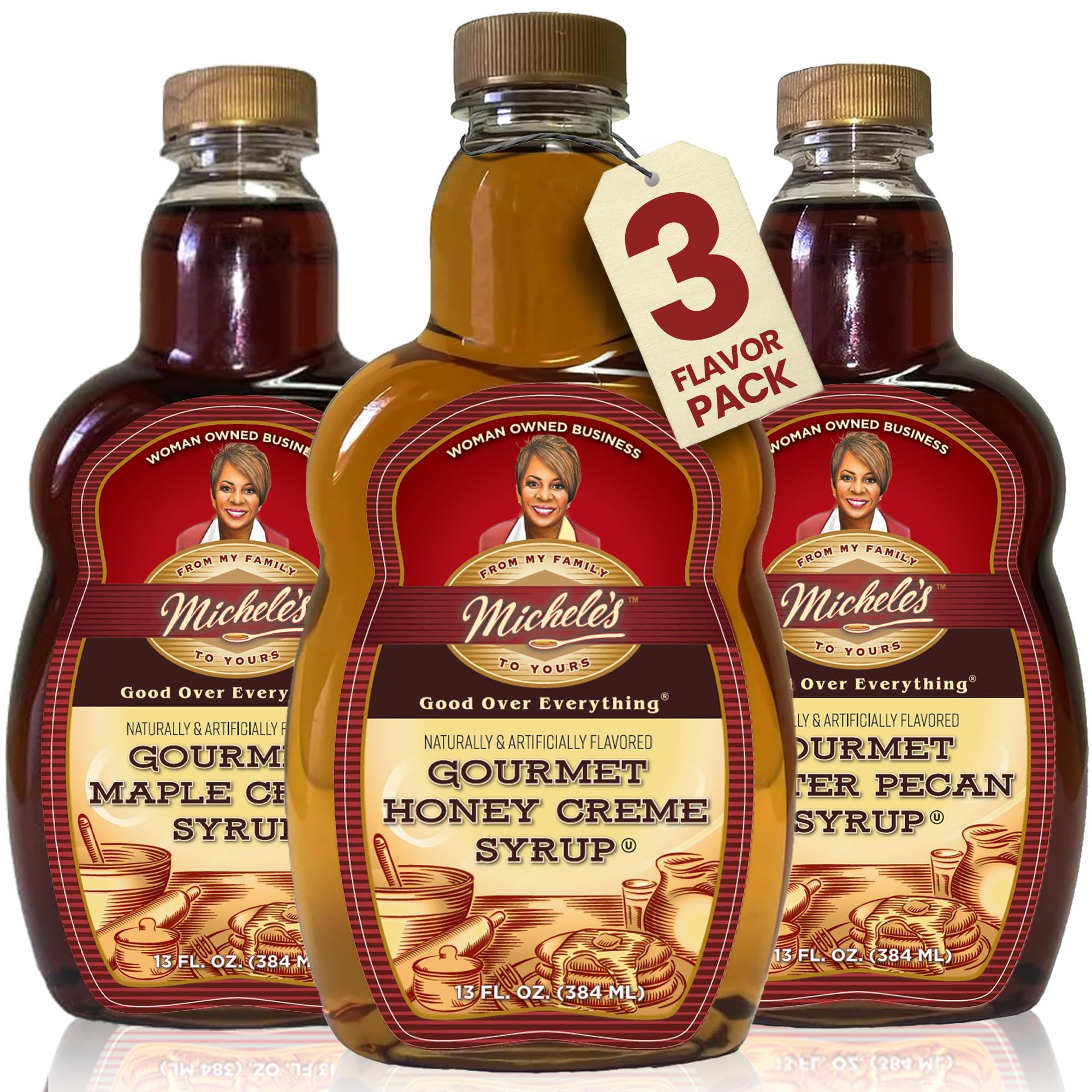 Sponsored Ad - Michele’s Syrup Variety pack – Maple Crème, Honey Crème, Butter Pecan Syrups | Flavoring Syrup for Pancakes and Waffles, Ice Cream – Condiment for Salmon, Pork, and Beef – Great Breakfast Food Gift