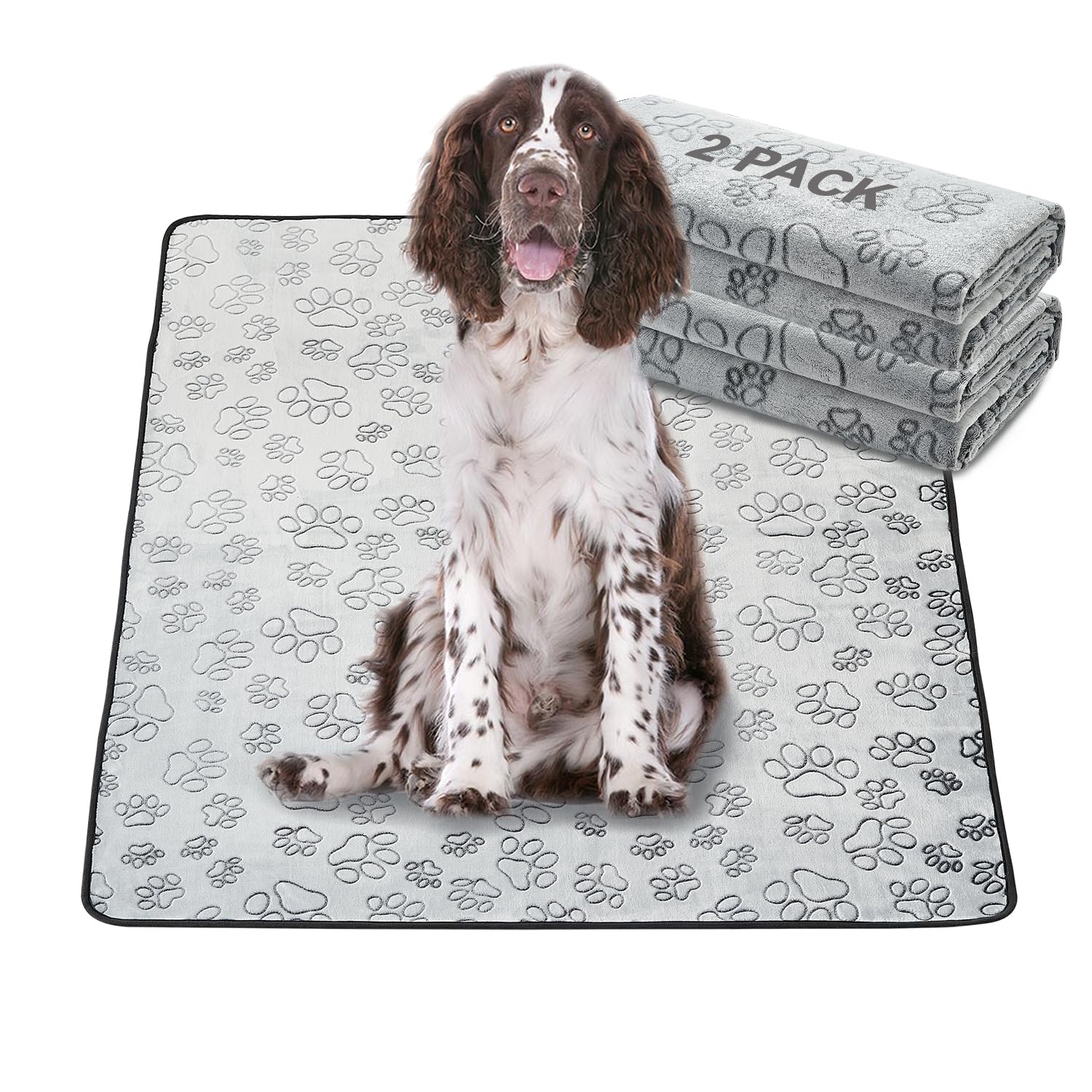 Qeils Reusable Puppy Pads, 2 Pack Washable Pee Pads for Dogs, Non Slip Wee Wee pad, Absorbent and Leakproof Training Mats for Potty, Crate, Playpen,