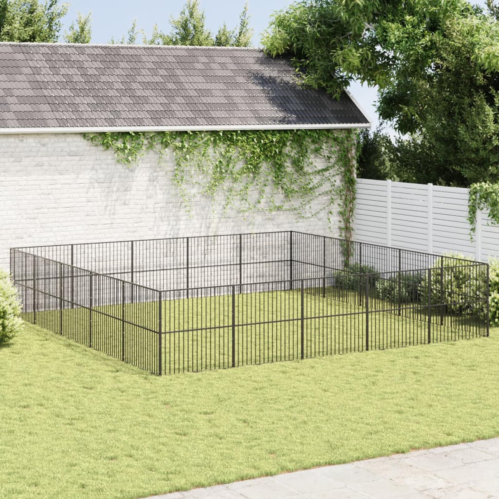 Homgoday Box per cani 20 pannelli in acciaio zincato nero, per esterni e interni, cuccia per cuccioli di animali domestici, rifugio per animali domestici e forniture per animali domestici
