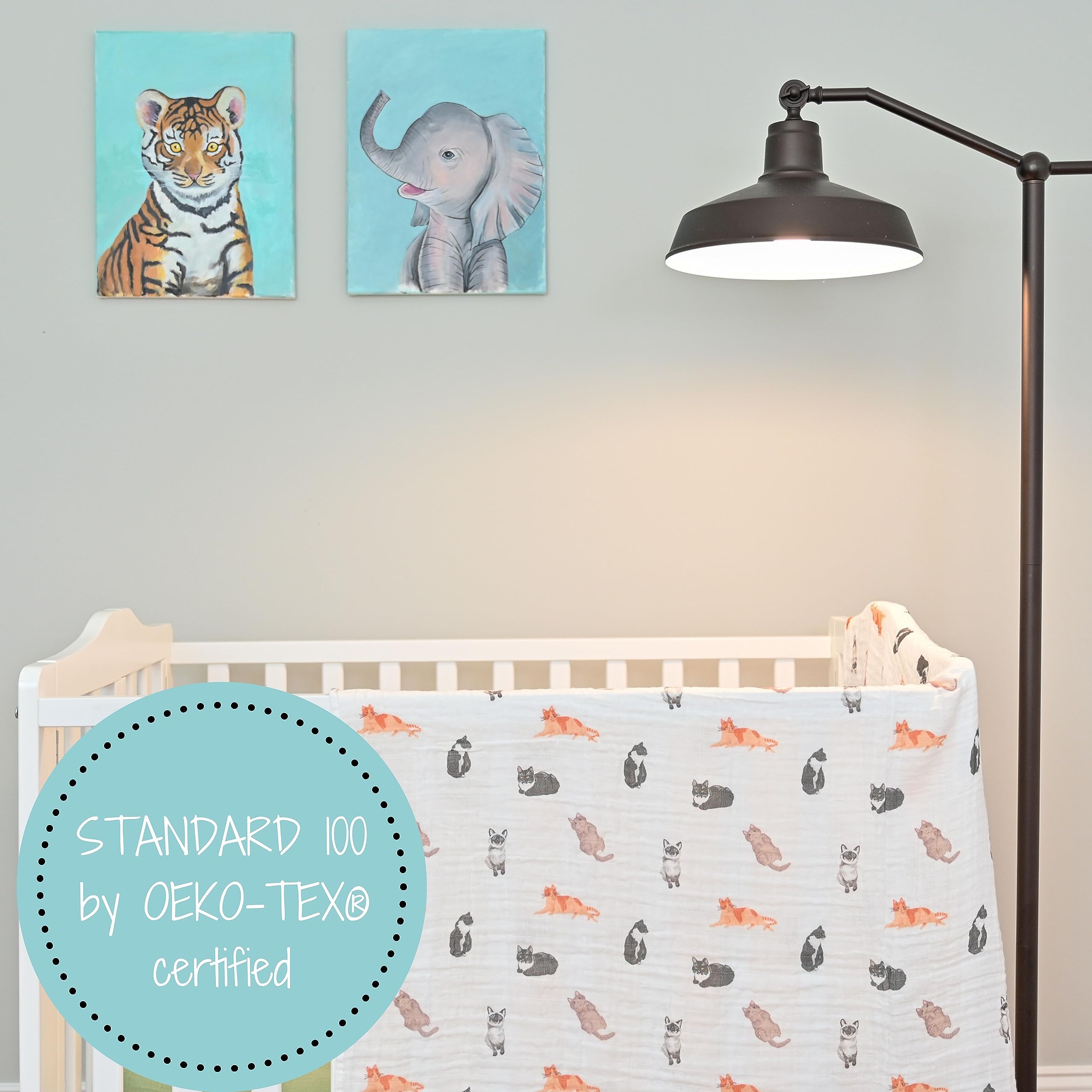LollyBanks Muślinowy koc do przewijania | 100% bawełna | koc dla noworodka i niemowląt | duży 120 x 119 cm dla dziewcząt | lekki i oddychający |