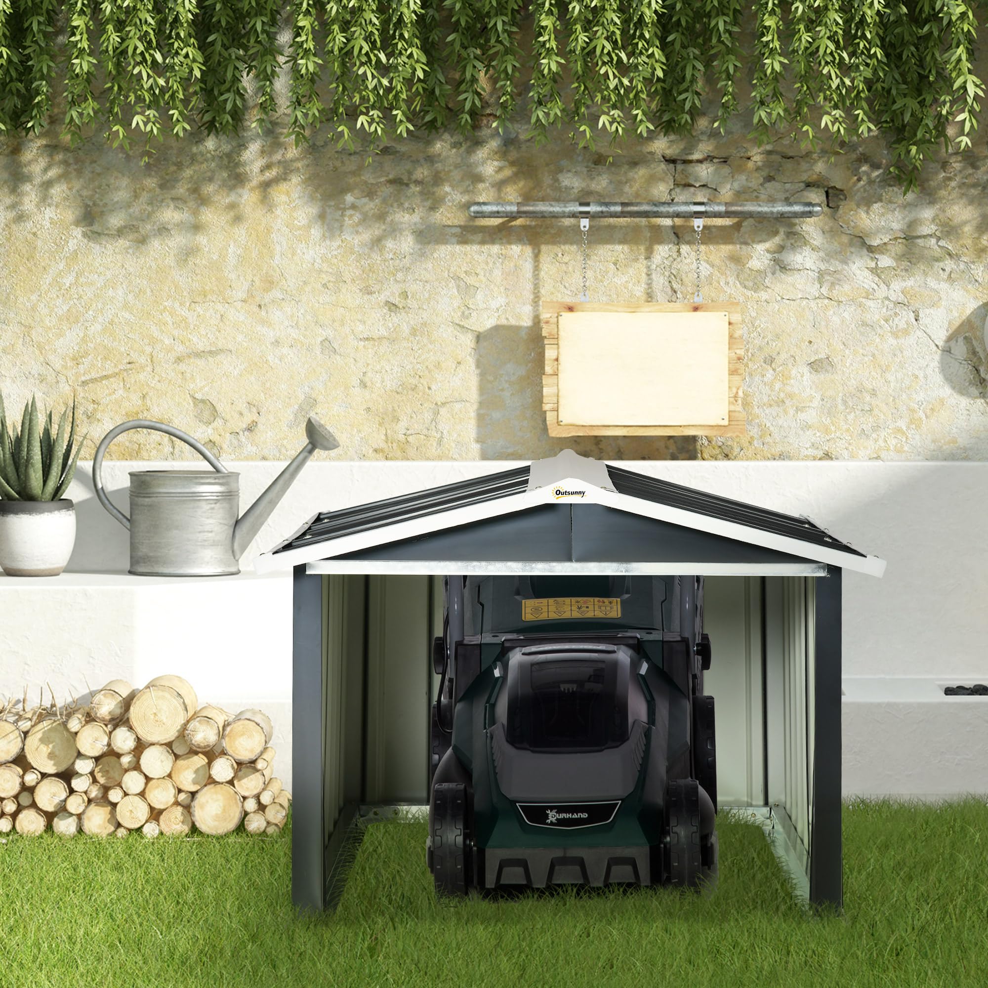 Outsunny Abri de Jardin Tondeuse Robot Tondeuse à Gazon - Garage Tondeuse Robot - tôle d'acier Grise