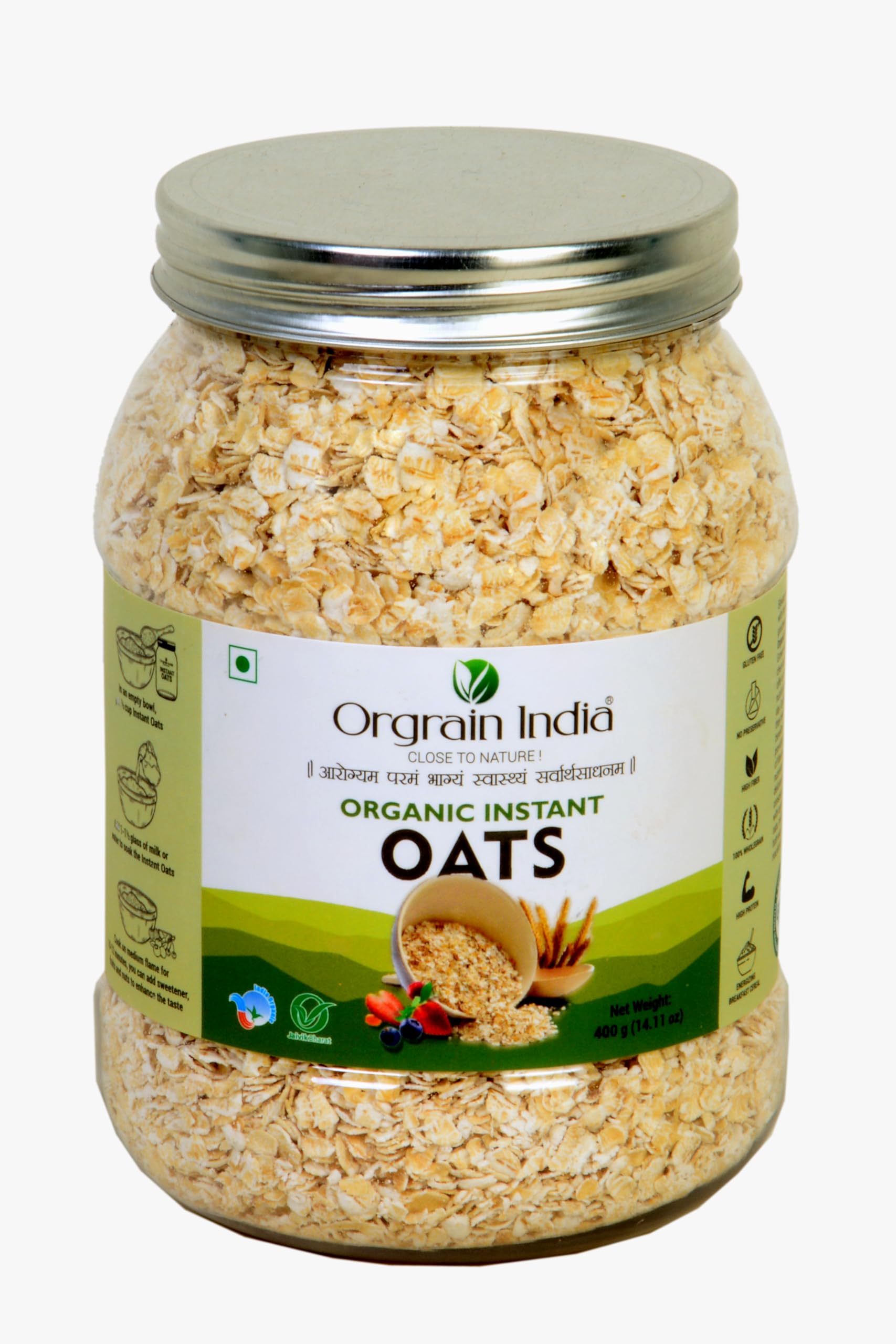 Orgrain India Organic Instant Oats 400Gram|Gluten Free Quick White Oats For Weight Loss|High Fiber Protein Rich Oats 100% Whole Grain (B0CQ8WF293) Amazon Price History, Amazon Price Tracker