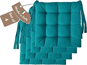 Il Tuo Artigiano Design Set of 4 or 6 Cushions for Kitchen Chairs, Made in Italy, Kitchen Chair Cushions, Set of 6, 40 x 40 cm, Thickness 6 cm, Sponge and Soft Acrylic Padding (4, Petroleum)