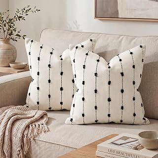 AVOIN Colorlife Beige Black Pillow Covers