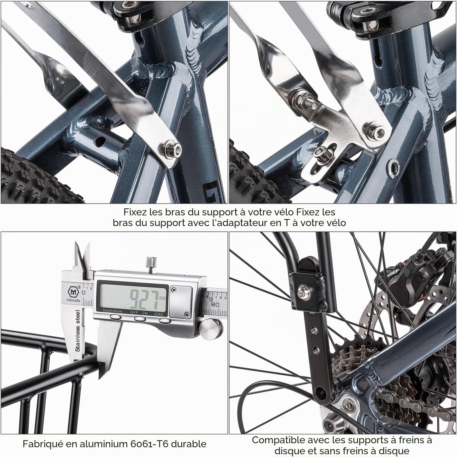 CXWXC Porte-Bagages arrière avec réflecteur pour VTT - Charge maximale : 27 kg - pour vélo de 26 à 29"