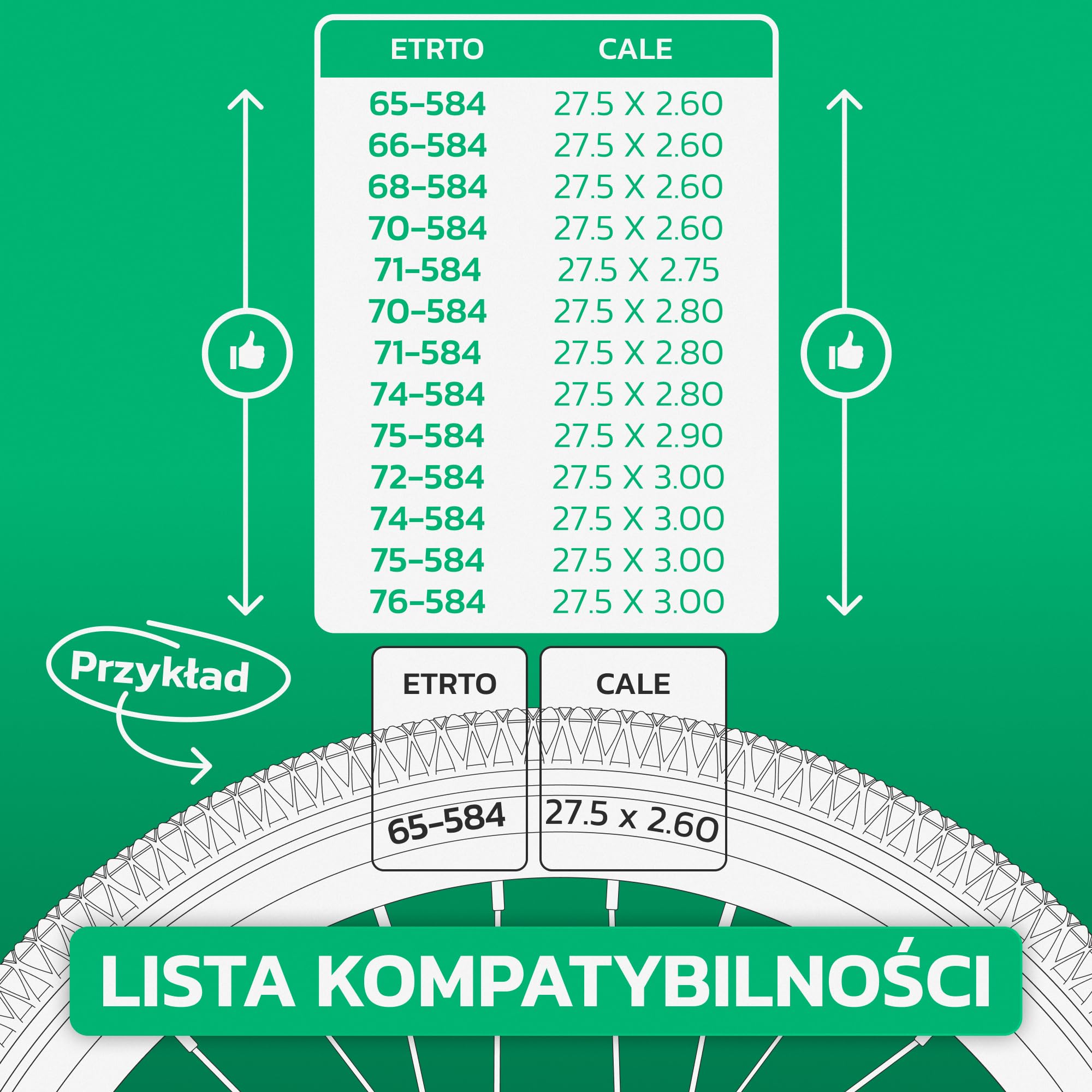 MoovMoov Dętka 27,5 cala - Do opon 27.5x2.60, 27.5x2.75, 27.5x2.80, 27.5x2.90 i 27.5x3.00 z ETRTO od 65-584 do 76-584 - Zestaw 2 szt. - Do roweru