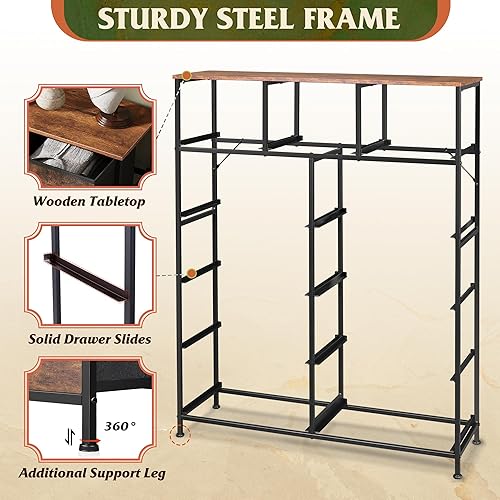 Miniatura 8 de WLIVE Cómoda alta para dormitorio, torre de almacenamiento de aparadores de tela, cómoda y cómoda con 11 cajones, armario de almacenamiento,