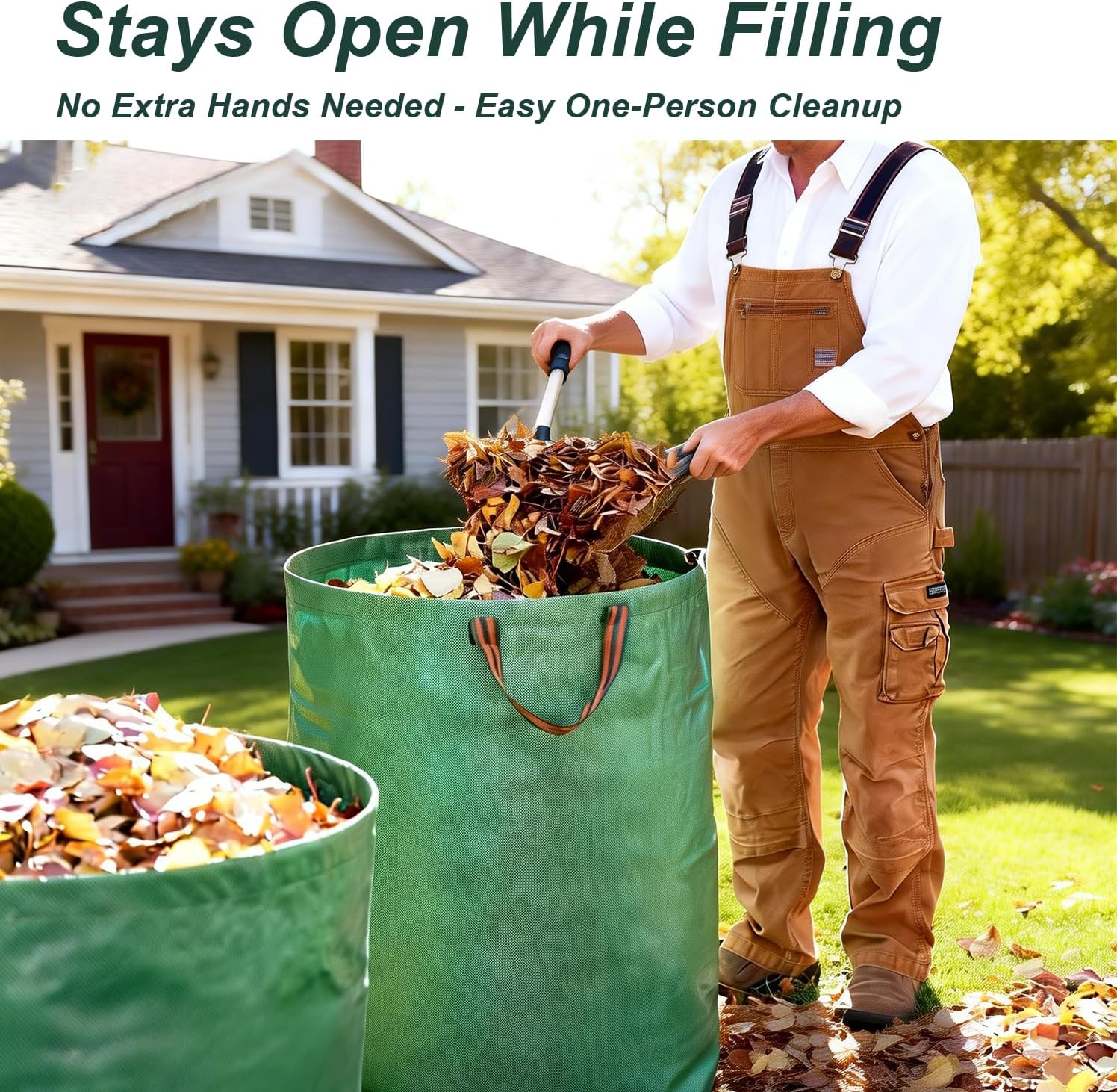 72-Gallon Reusable Yard Waste Bags: Hot Shot Tools 4 Pack Lawn & Leaf Bags – Heavy Duty Garden Waste Bags with Stand-Up Design & Reinforced Handles for Easy Yard Cleanup