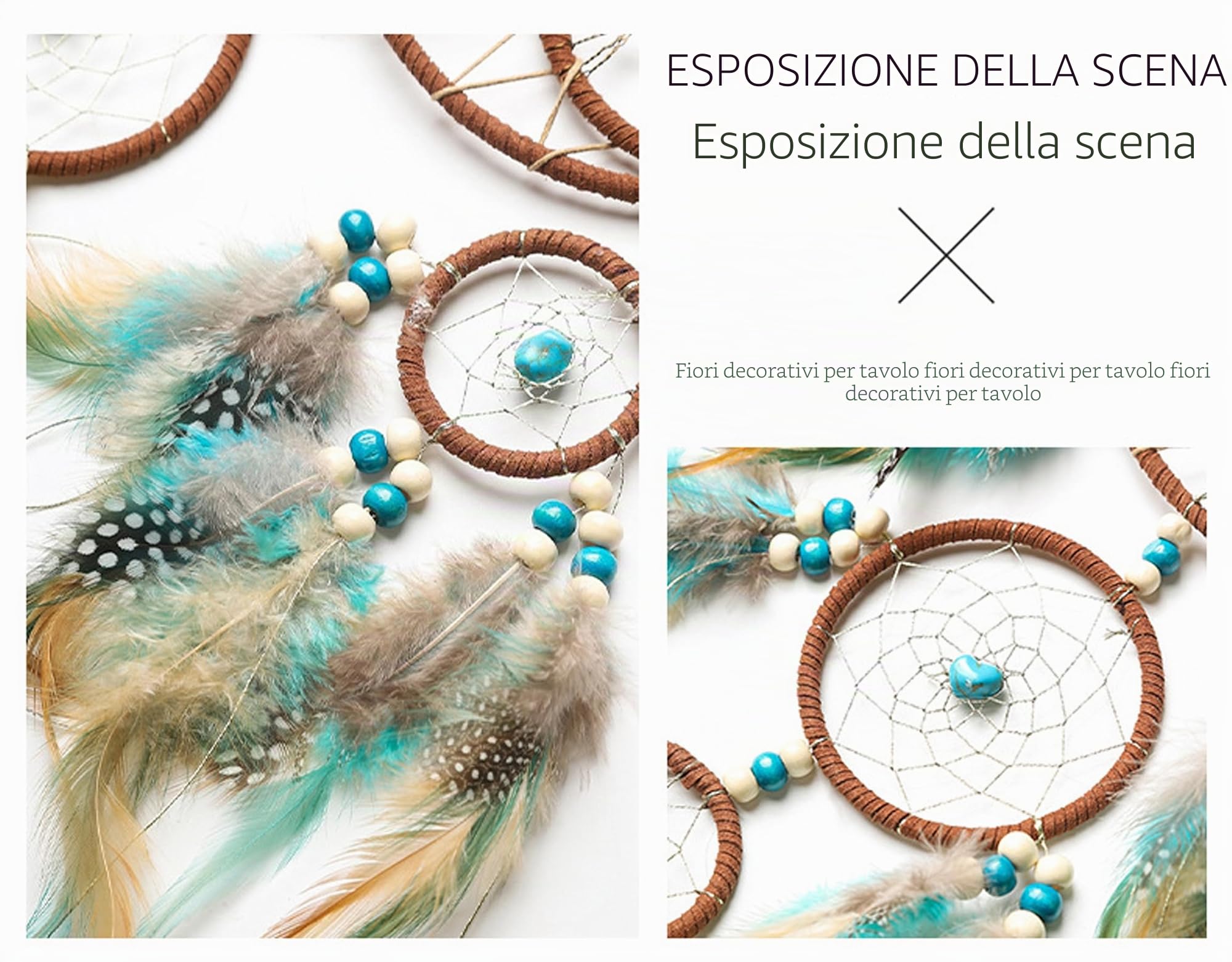 Sensore di Rivette in Piume, Acchiappasogni, Indiano, Piuma, Fatto a Mano con Piume Acchiappasogni fai da te, per la Decorazione Della Parete Bambini