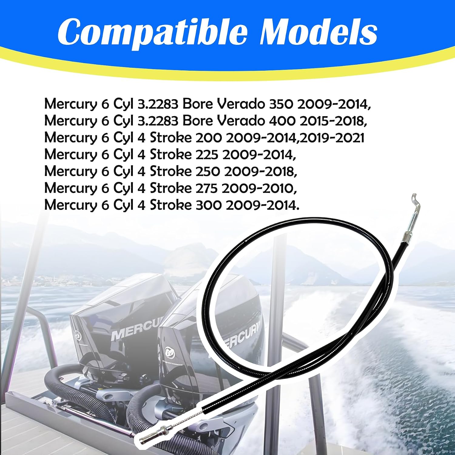 8M0080461 8M0153959 Cable Latch Compatible with Mercury Marine Mercruiser L6 Verado 888951 Cowl Latch Cable Outboard Engine Models