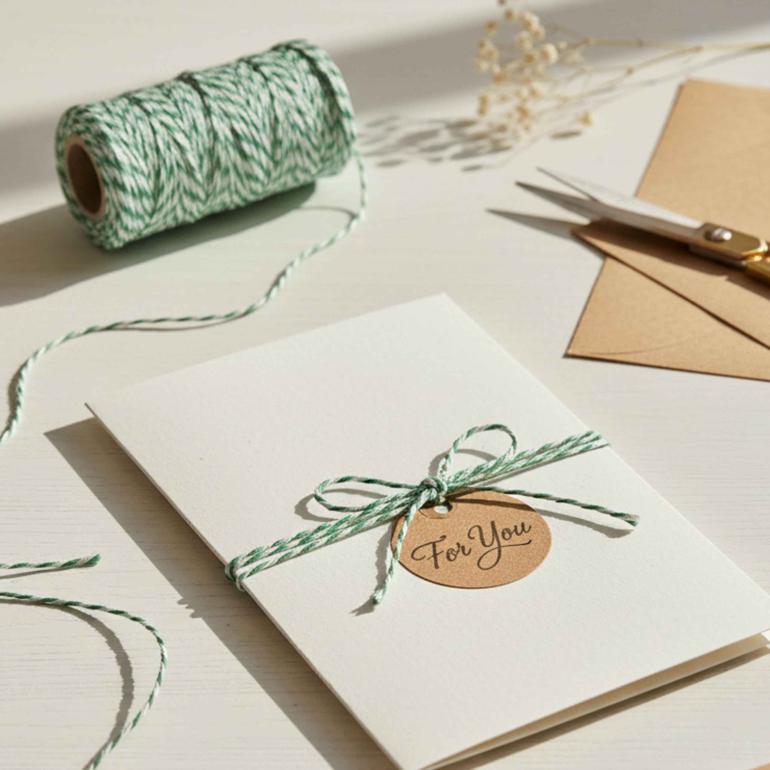 LITO LINEN AND TOWEL 100% Cotton Twine Macrame Thread | Natural Cotton String for Cooking, Baking, Wrapping, Crafts, DIY Garden Decor & Gift Packaging (Green and White, 500 FEET) 2