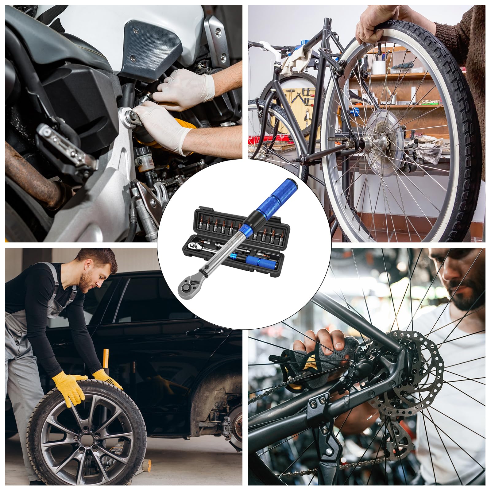 Clé Dynamométrique 1/4'', 2-24Nm, Précision ±3% avec 72 Dents, Clef Dynamometrique Réversible, Clés Dynamométriques avec Barre D'extension 100mm, Kit D'entretien pour Vélo, Moto et Voiture