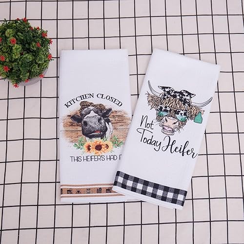 Miniatura 6 de Regalos divertidos de vaca, lindas toallas de cocina de vaca, toallas de cocina de granja, decoración divertida de vaca, toallas de plato de vaca,