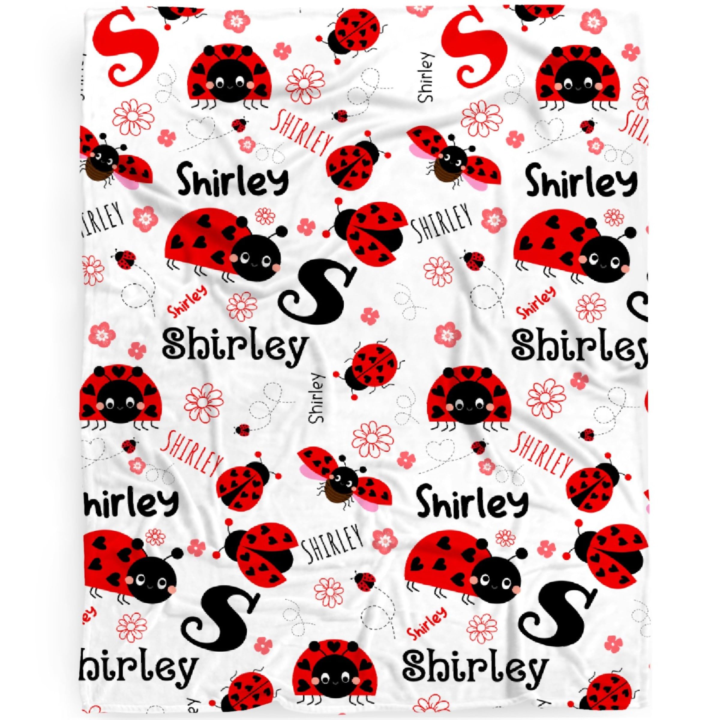 Custom Lady-Bug Baby Blanket Gifts Super Soft Personalized Lady-Bug Toddler Blanket for Boys Girls, Newborn, Infant Nursery Crib 30x40 in for Pet/Toddler