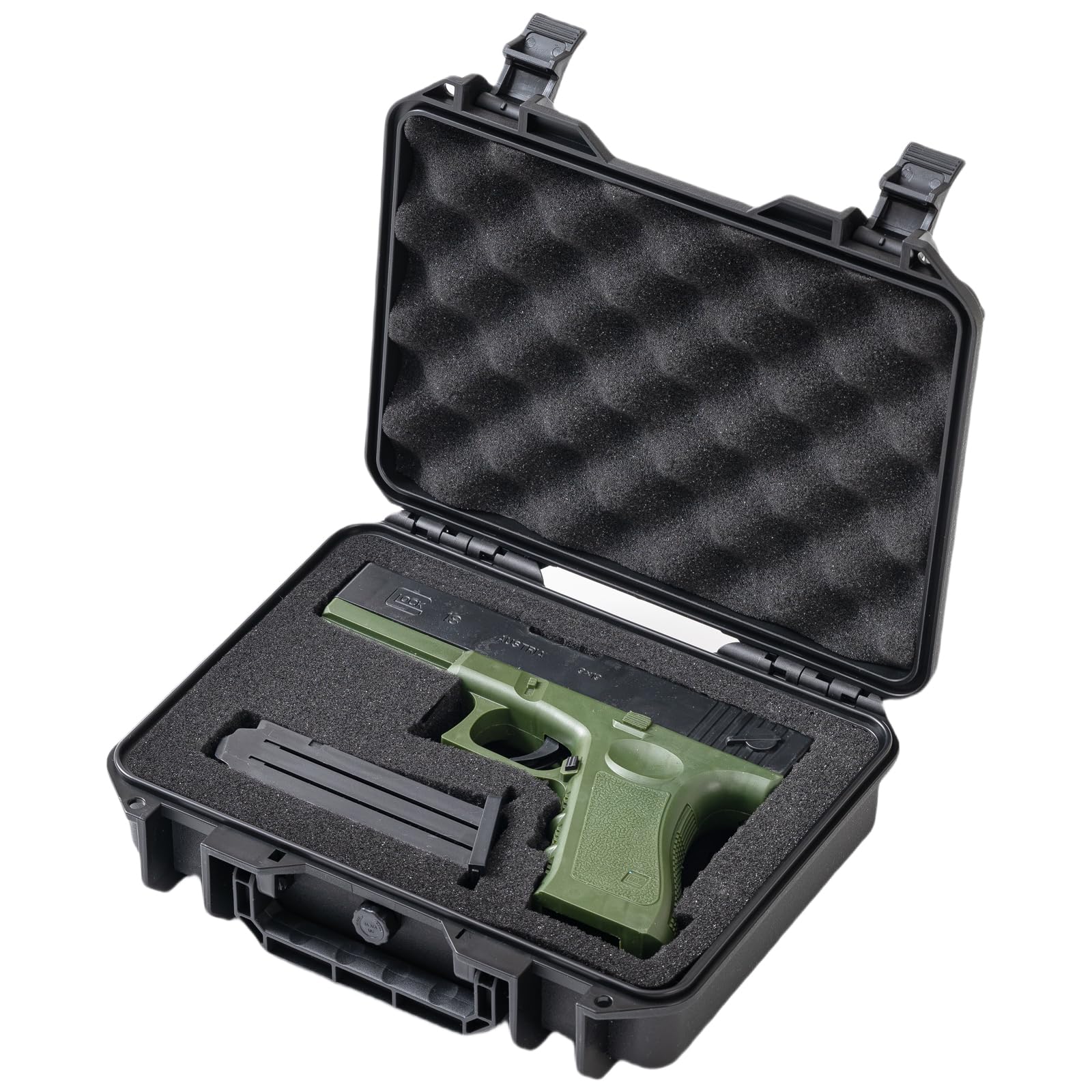small Hand gun Case for Pistol TSA Approved Small Pistol Hard Case Shell DIY Waterproof & Shockproof Air Travel Lockable 9mm Gun Case