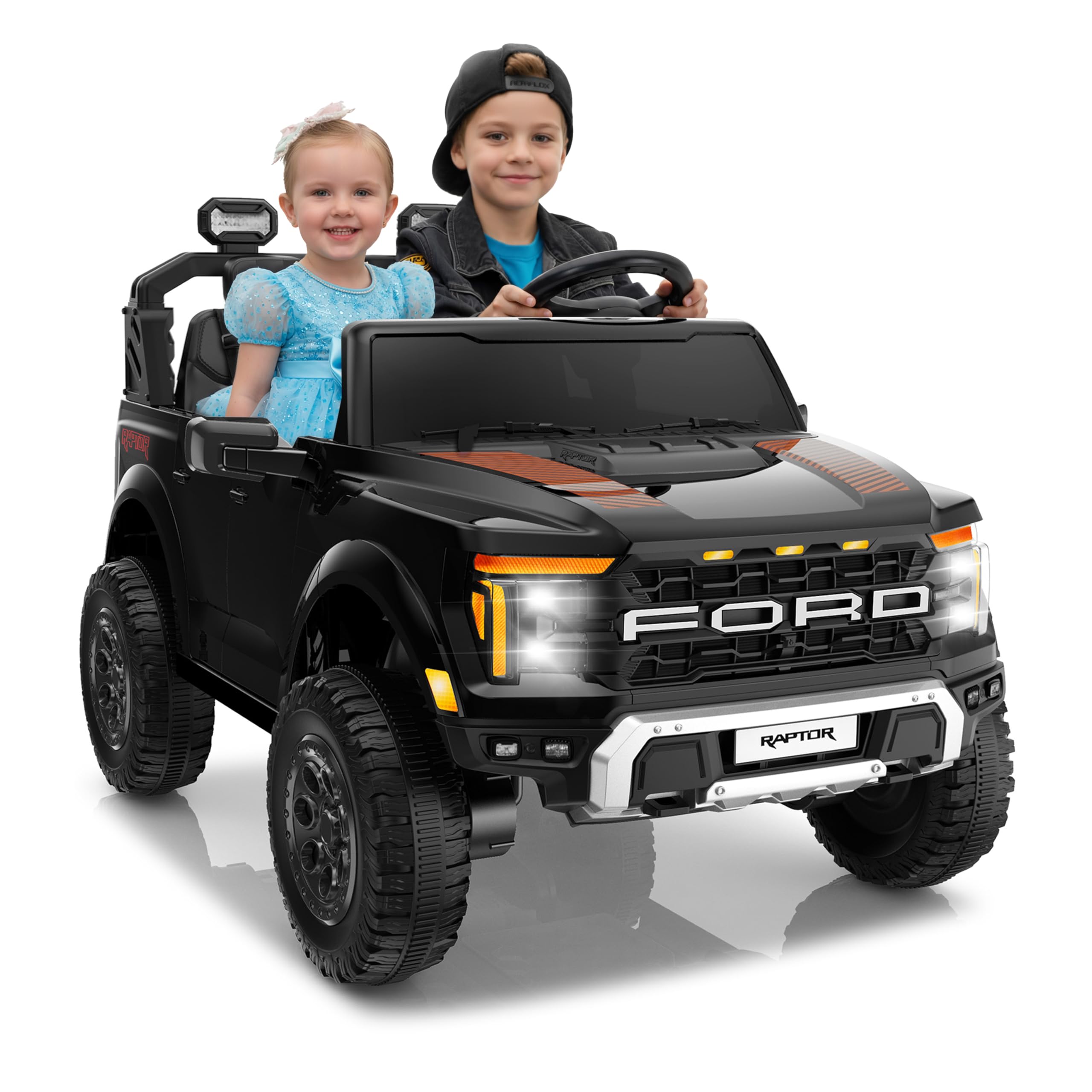 Sponsored Ad - Licensed Ford F-150 Raptor 2 Seater Electric Car, 24V Ride on Car for Big Kids with Remote Control, Toddler Car w/4 Wheels Suspension, LED Lights, Bluetooth, Soft Start Function (24V, Black)