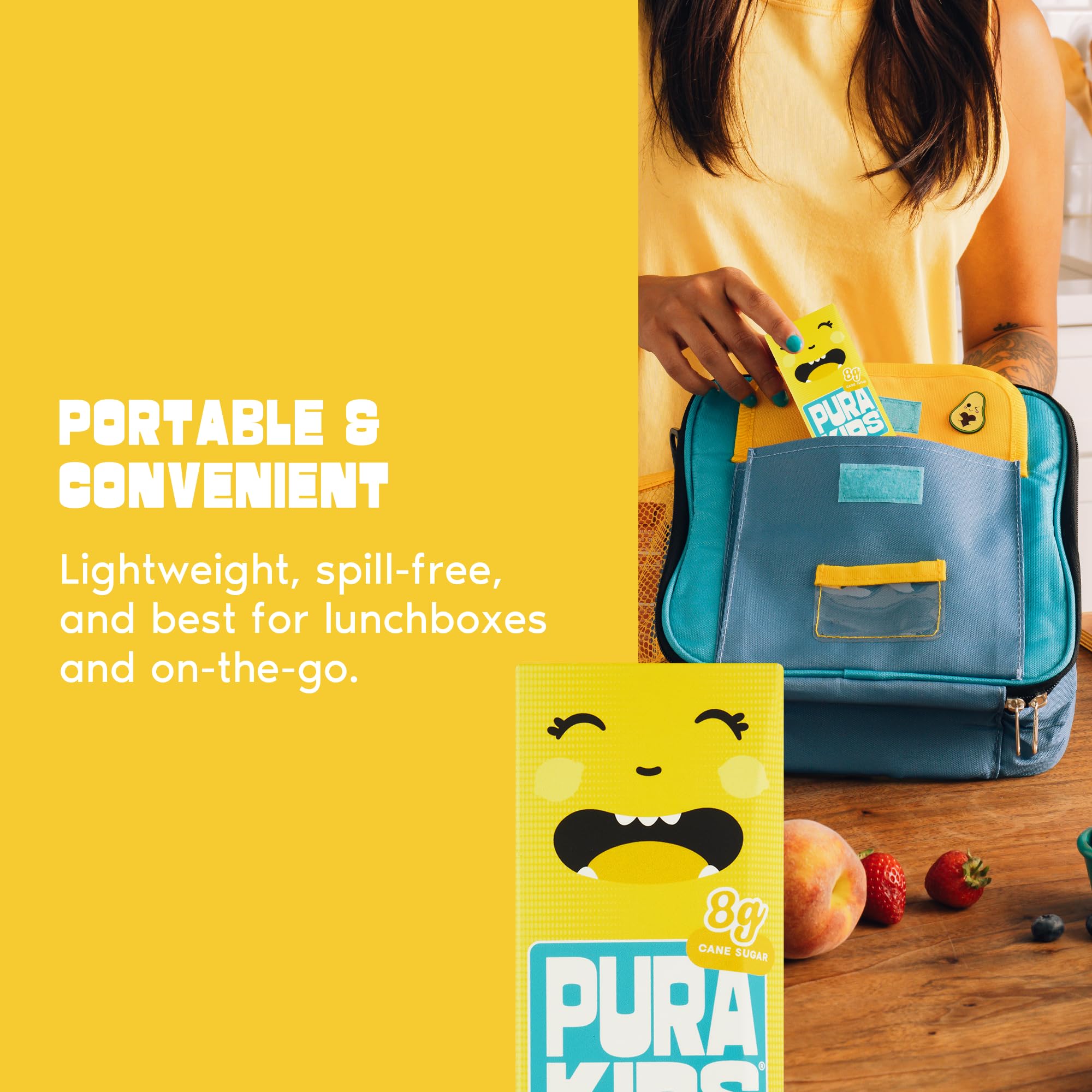 PURA Kids Box | Lemonade Fruit extract infused Drink for kids | 8g Pure Cane Sugar | Non-GMO | Vegan, No Artificial Sweeteners | Best Lunchbox Beverage with Paper Straw | 6.76 fl oz (200ml), Pack of 6