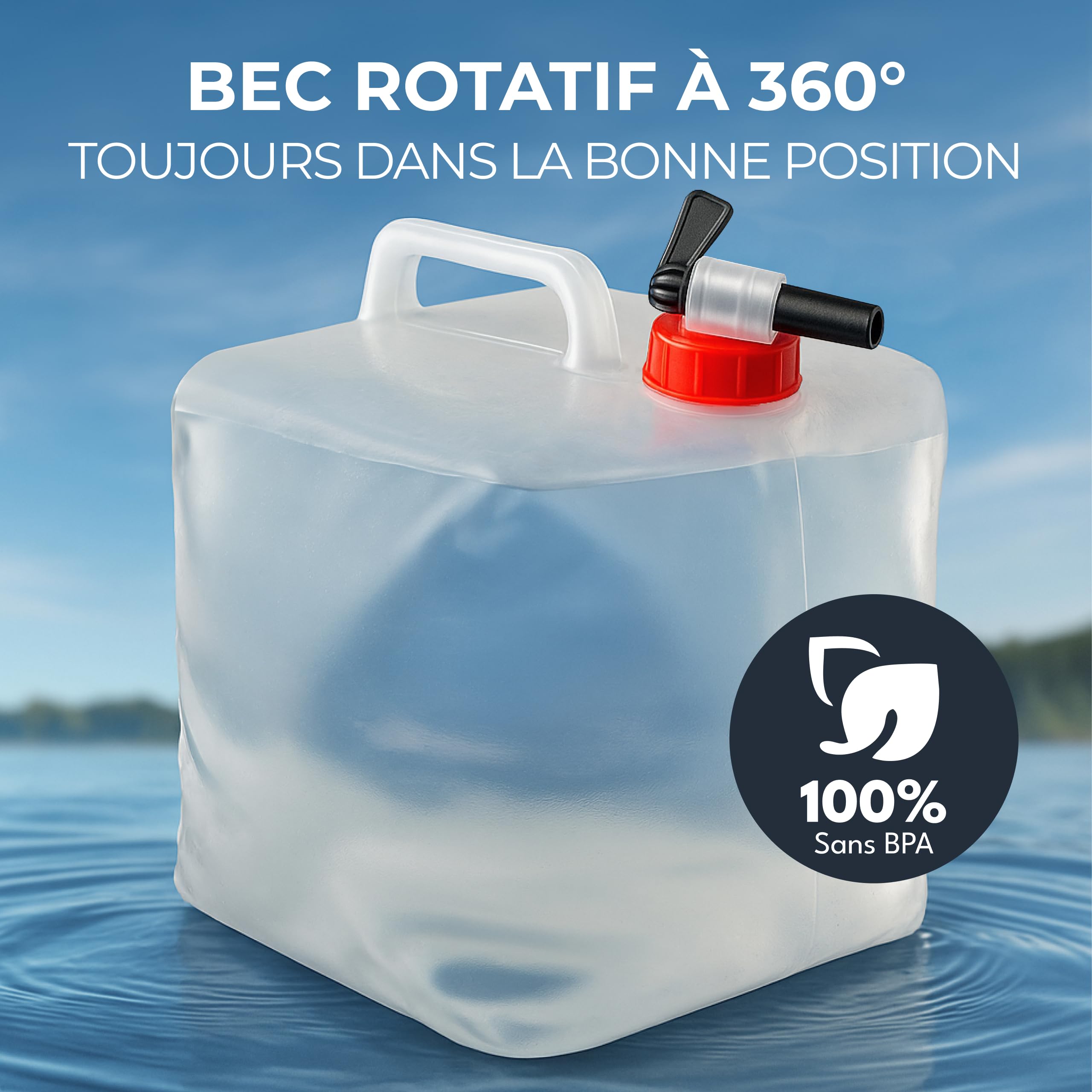 Lot de 4 bidons d'eau pliables de 10 l avec robinet, sans BPA et adaptés à un usage alimentaire, pour l'extérieur, le camping, l'eau potable, 10 l, 10 l