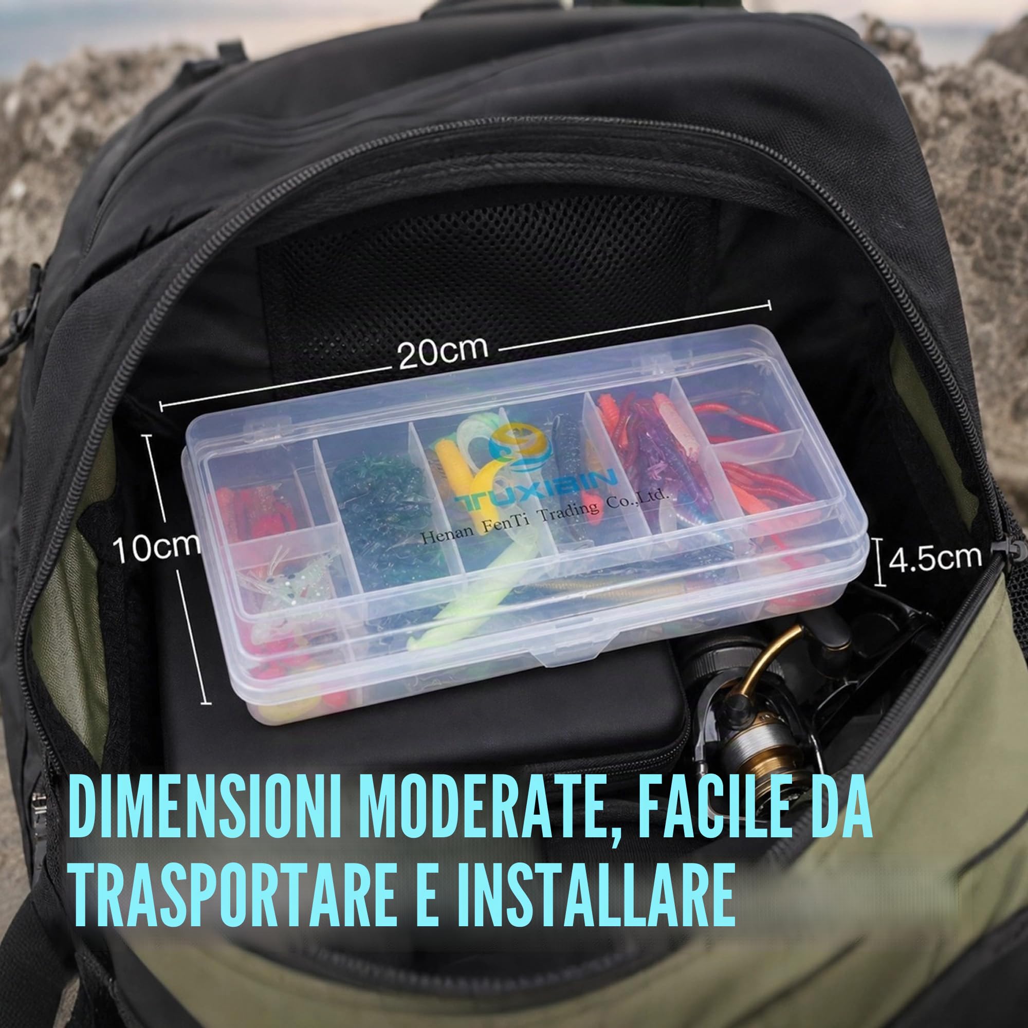 101 pezzi Set di esche da pesca misti universali con scatola per attrezzi, inclusi filatori, vermi, cucchiai, esche rigide, esche affondanti, ecc.