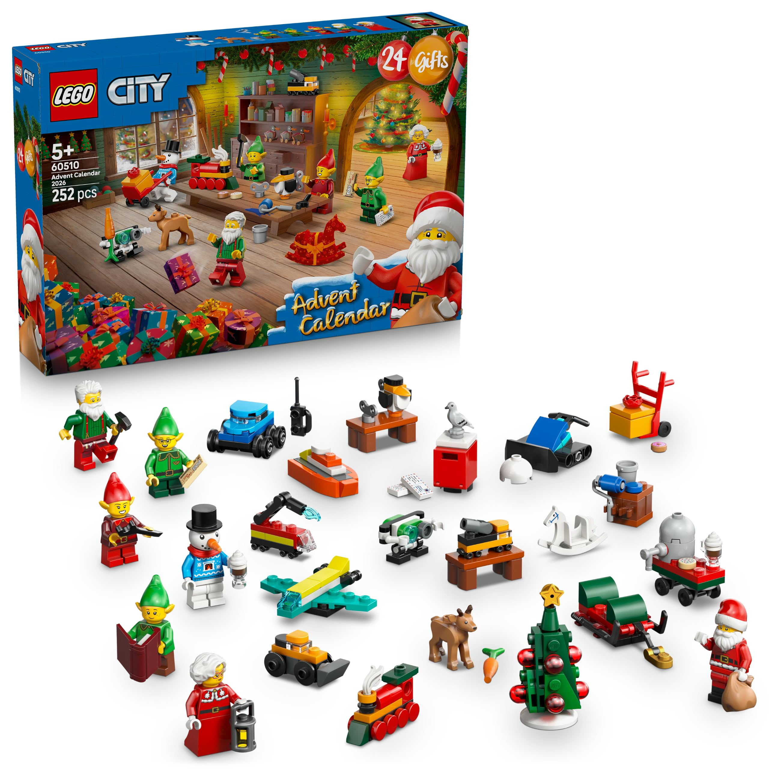 LEGO City Advent Calendar 2026 - Christmas Countdown Toys for 5+ Year Old Boys & Girls - 24 Surprises incl. Car, Trucks, Plane & 7 Minifigures, Plus a Playmat - Gift Idea - 60510