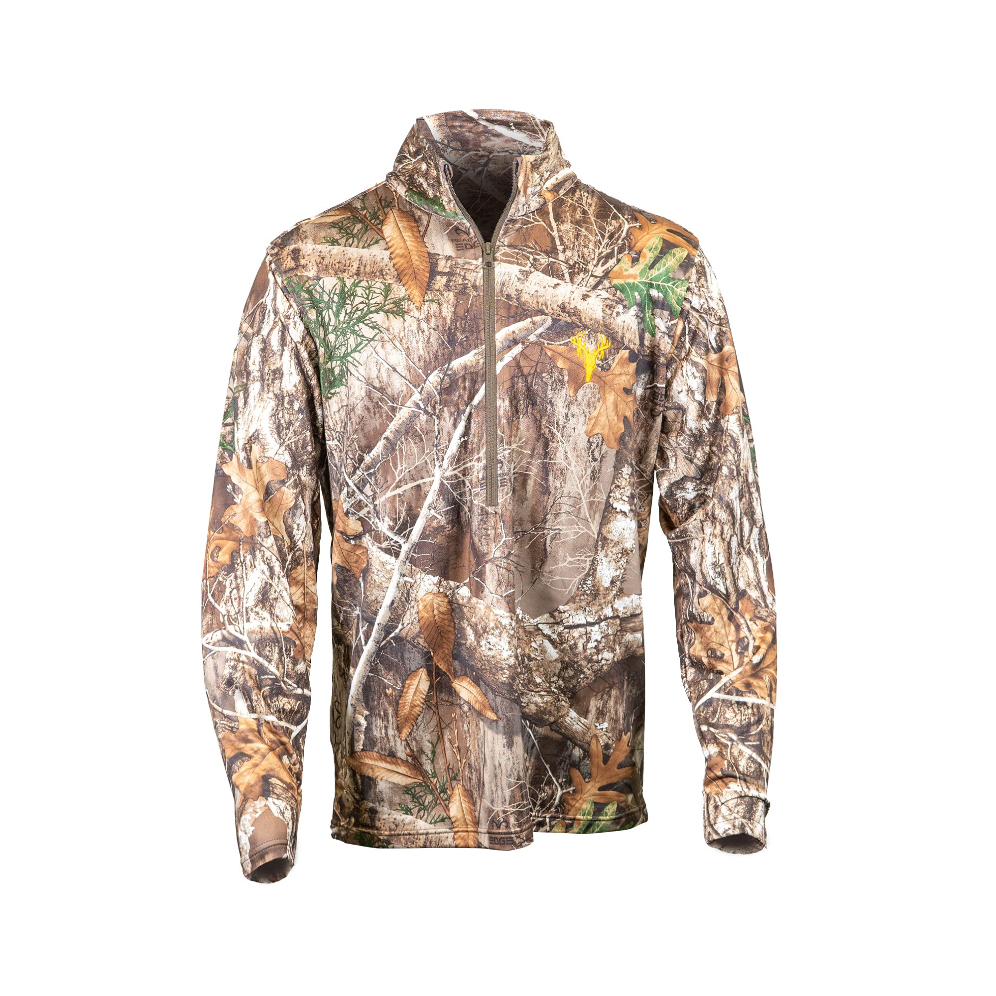HOT SHOT Men’s Camo 1/4 Zip Performance Shirt - Midweight Long Sleeve Quarter Zip Outdoor Hunting Apparel