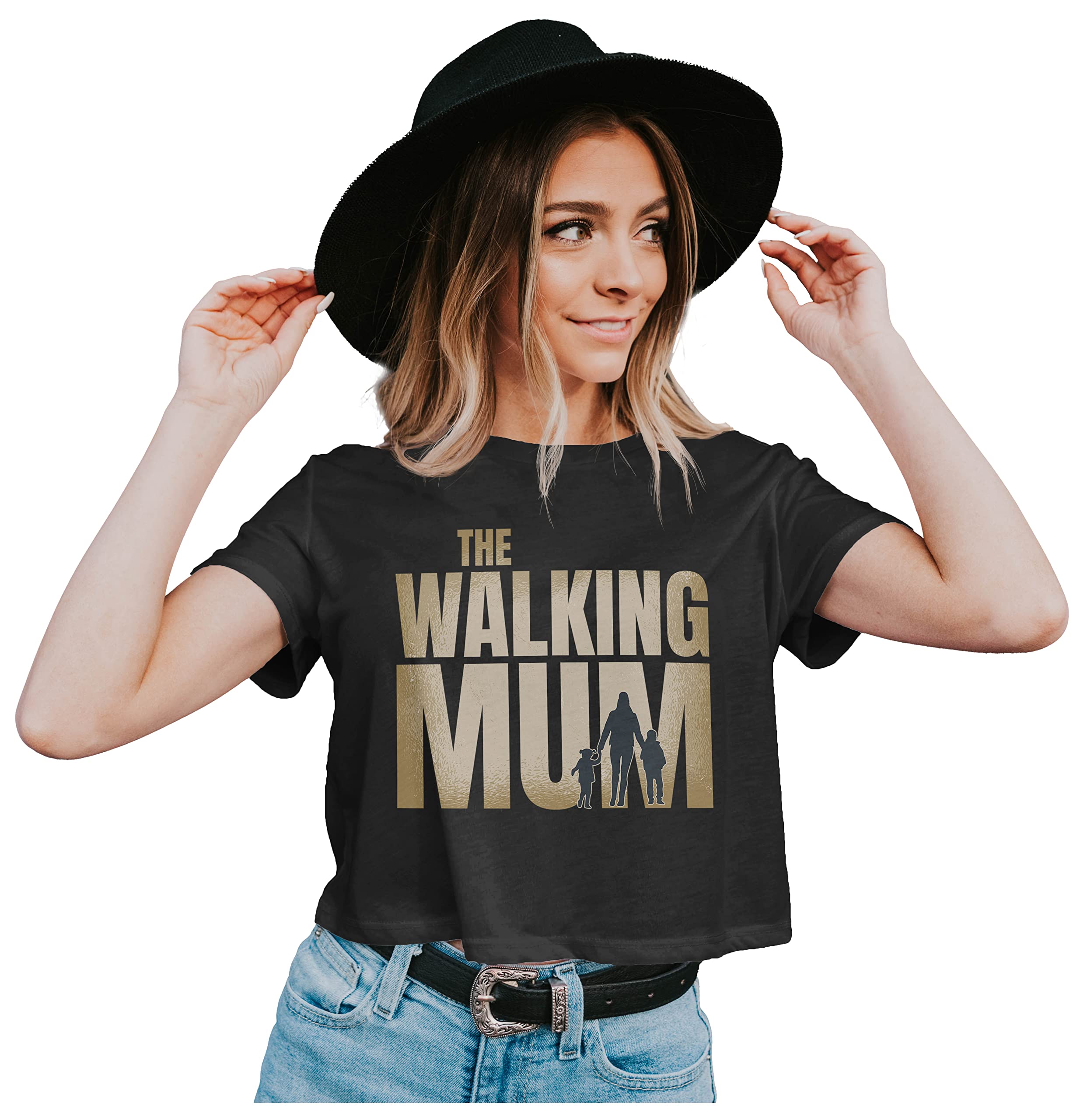 Heybroh Women's Crop Top The Walking Mum - Walking Dead - Parody 100% Cotton