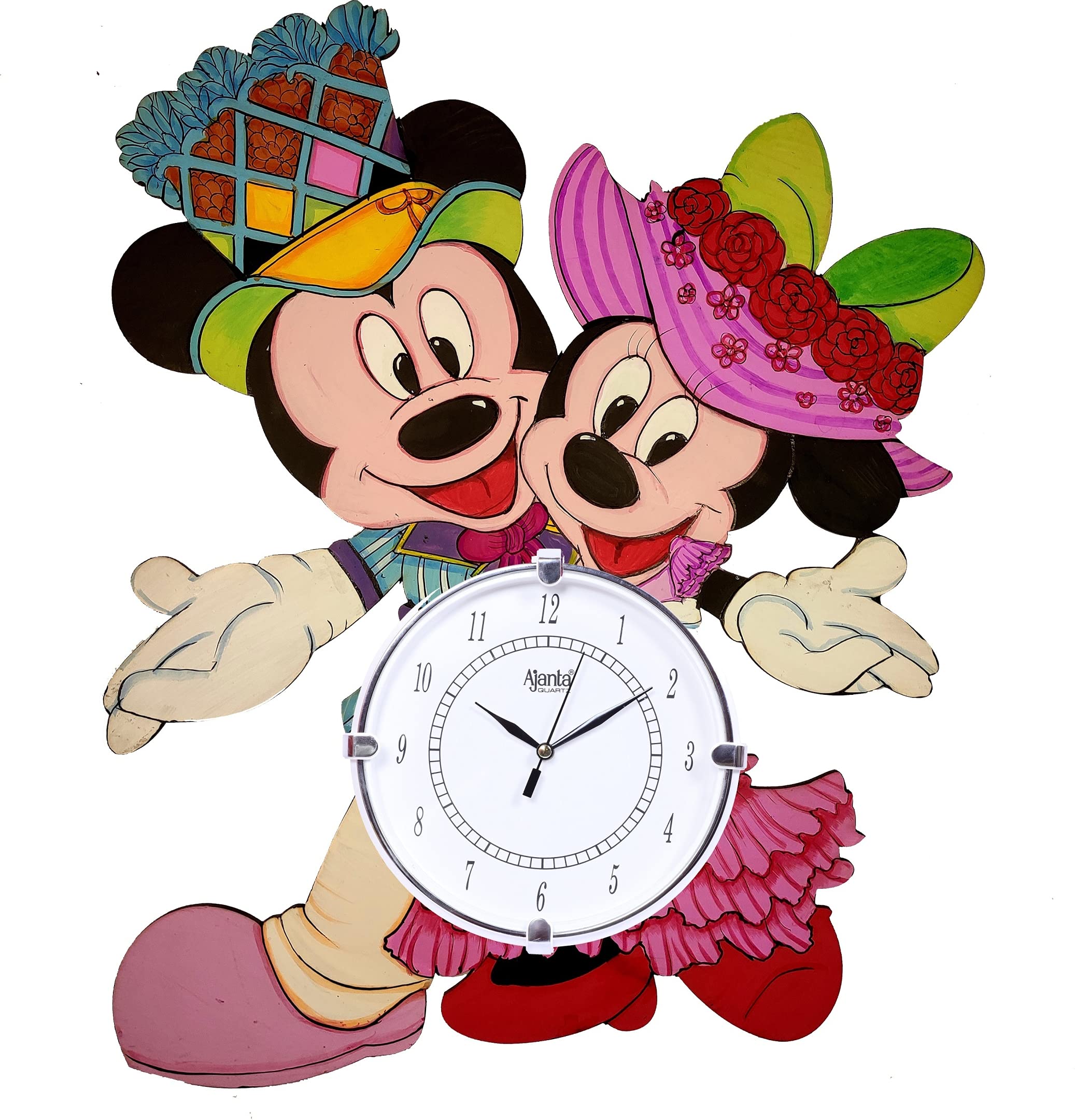 インテリア時計 Disney Mickey Mouse Wall Clock Buy Shashank Wooden Handpainted Elegent Mickey Mouse Wall Clock