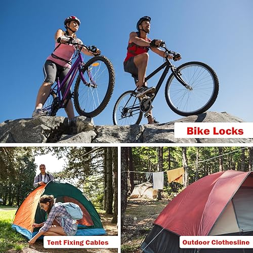 Miniatura 6 de Cable de seguridad de acero inoxidable de 18 pulgadas, 461015 pies, cable de seguridad de bloqueo de equipaje, cuerda de alambre de acero flexible