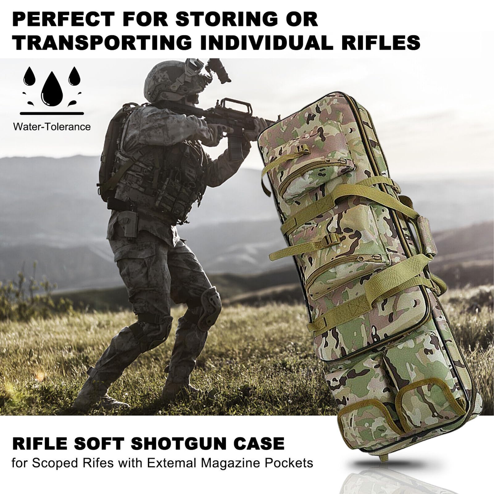 Bolsa de Arma Táctica al Aire Libre,Estuche Blando para Rifle Estuche para Pistola Airsoft,Rifle Bolsa de Almacenamiento,Coleccionistas de Armas pour Caza Escopeta Airsoft,84cm,CP Color