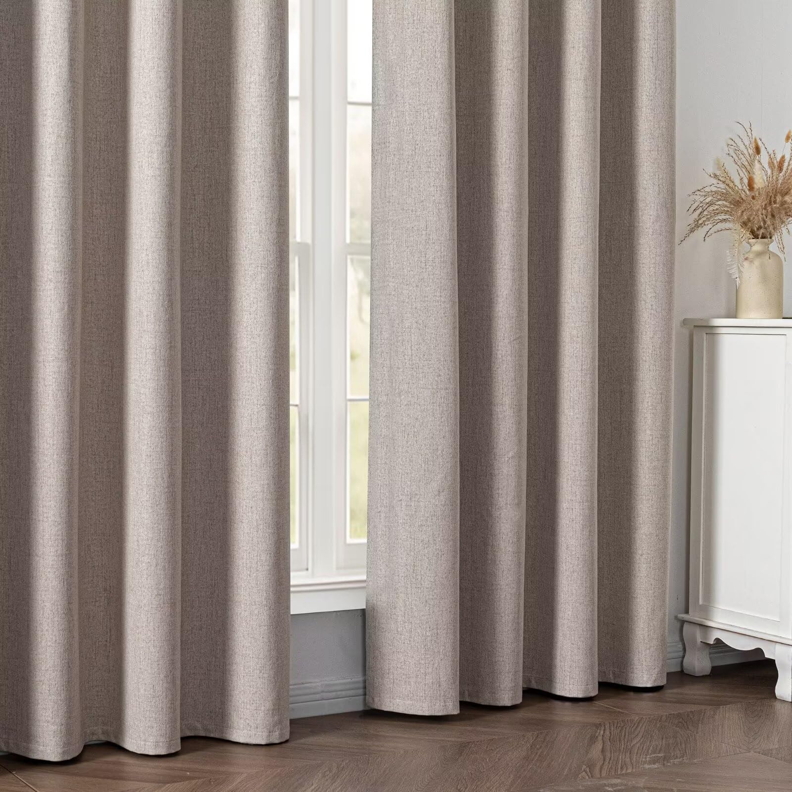 Cortinas 100 % opacas para dormitorio, juego de 2 paneles de 72 pulgadas de largo, aislamiento térmico, bolsillo para cortinero y pestaña trasera, reducción de ruido, decoración de lujo (52