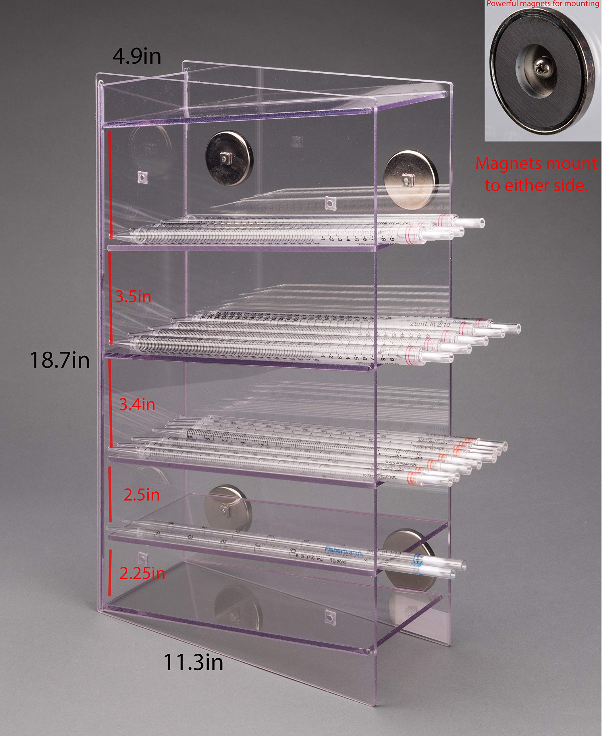 5 Pocket Serological Pipette Holder (PETG) (Magnets 4, No Bracket)