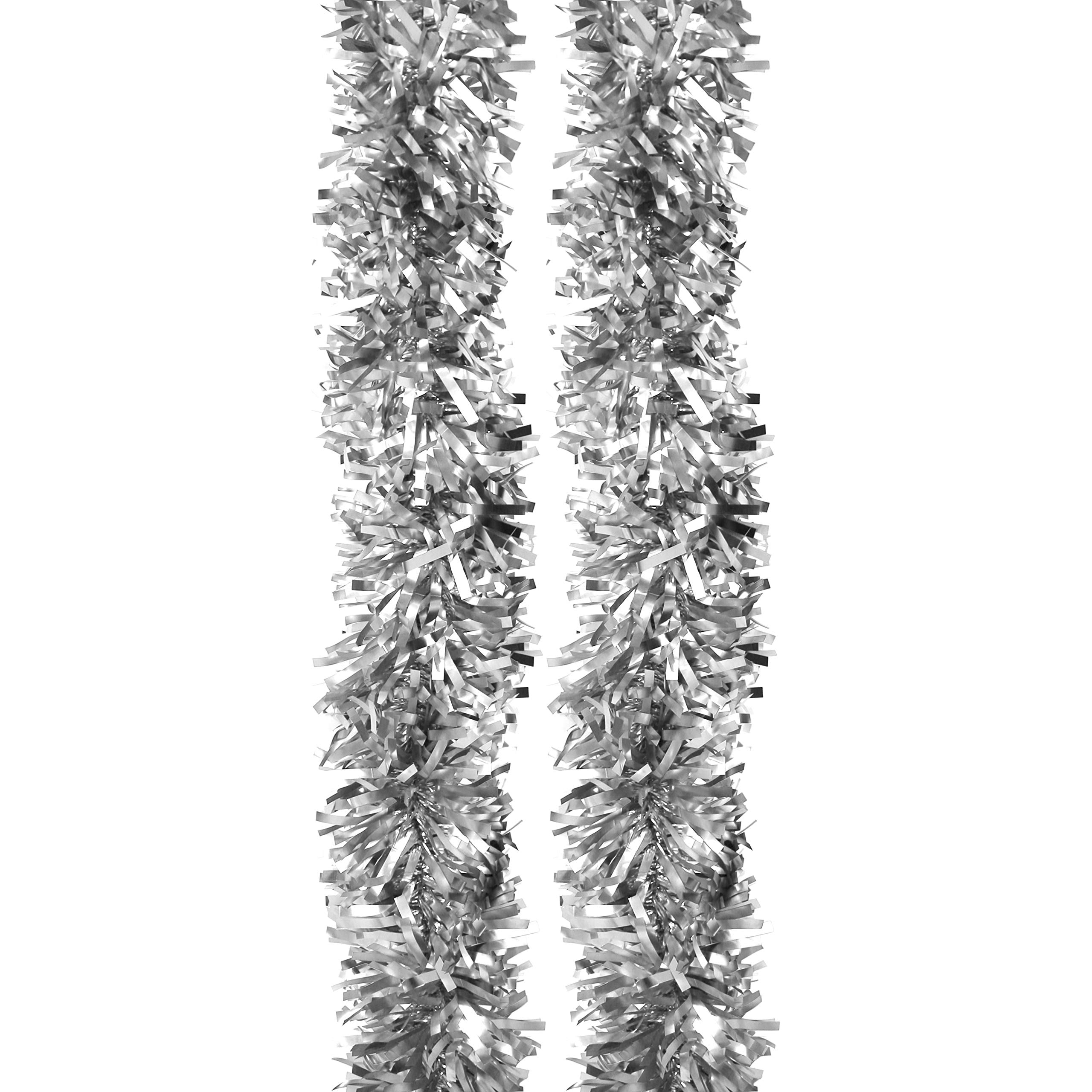 Robelli Thick Luxury MATTE Christmas Tree Tinsel Decoration (Silver - 4 meters)