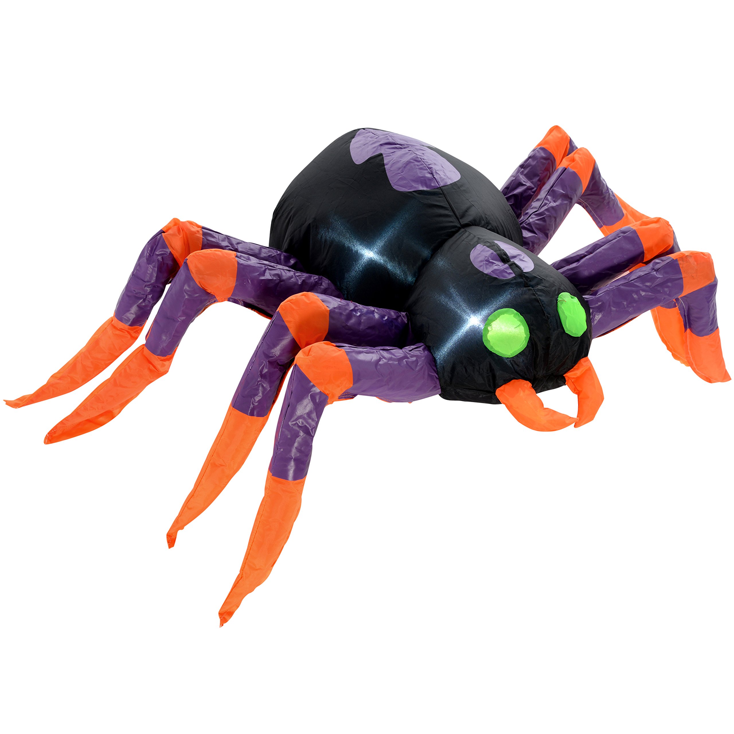 WeRHalloween Pre-Lit Spider Inflatable Halloween Decoration with LED Lights and Fan, 90 cm - Large, Multi-Colour