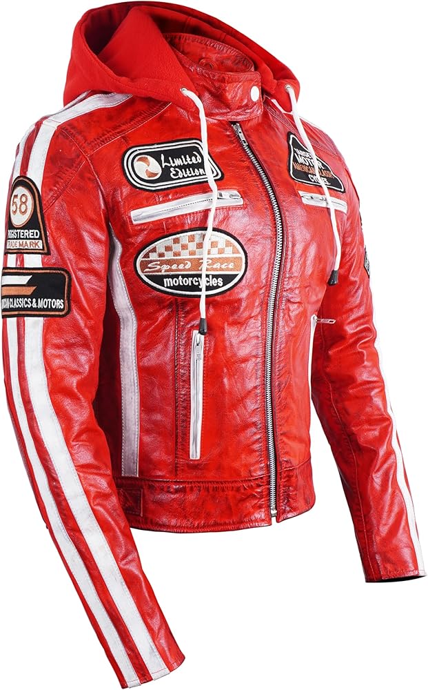 Amazon.com: Womens Vintage Café Racer Retro Patches Hoodie