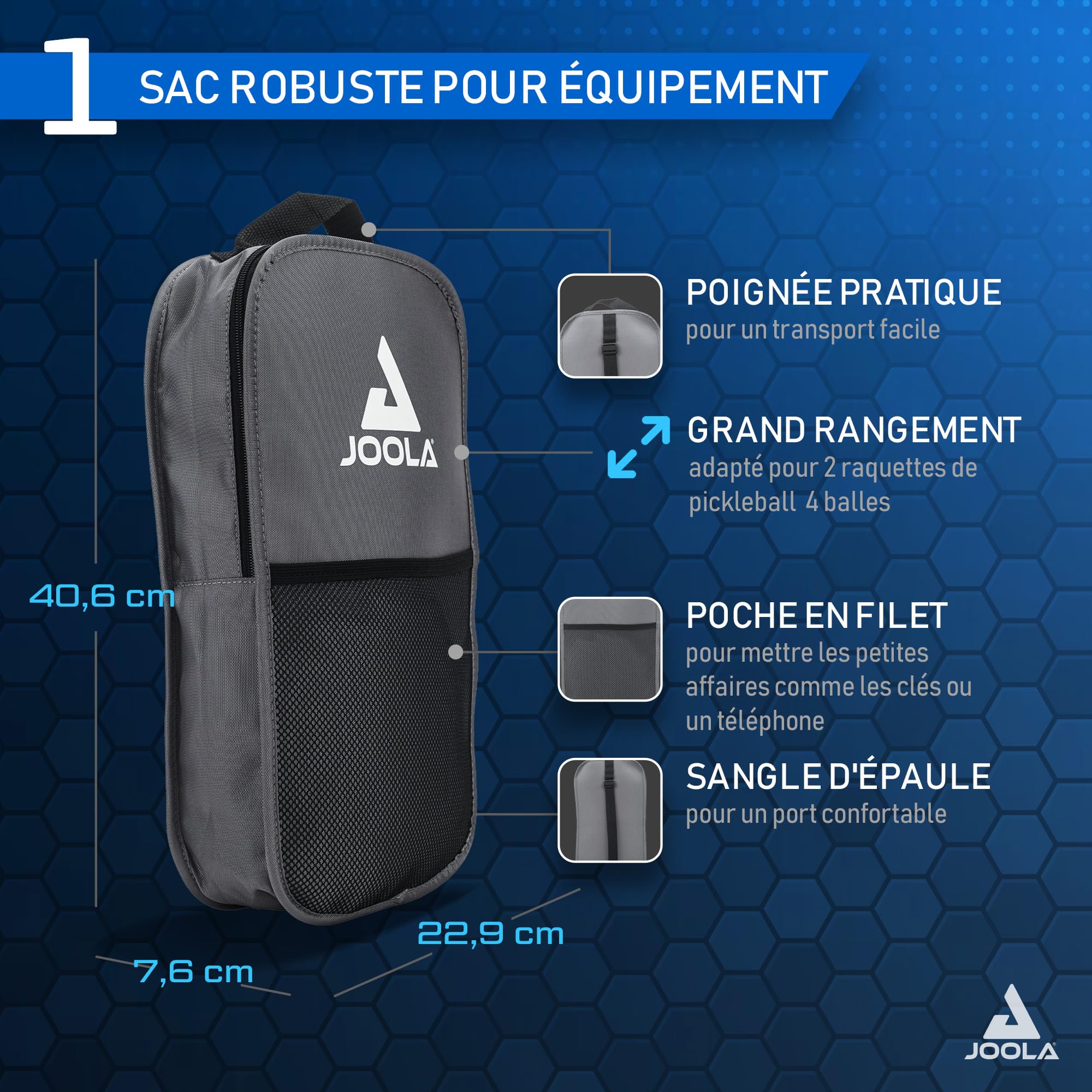 JOOLA Pickleball Set Blue Lightning Comprenant 2 Raquettes, 4 balles et Un Sac, idéal pour Les Joueurs Occasionnels, 7 pièces