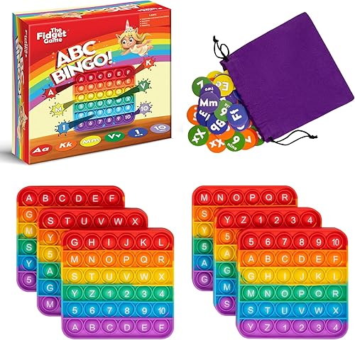 Miniatura 1 de The Fidget Game ABC Bingo, Games for Kids – Seis alfombrillas educativas de bingo del alfabeto para preescolar, niños pequeños, jardín de infantes –