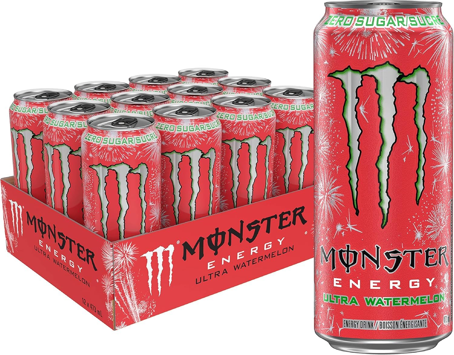 Monster Energy Ultra Watermelon, Zero Sugar Energy Drink, 500ml Cans (Pack of 12) | Refreshing Watermelon Flavor | Zero Calories | Performance & Focus Booster (Imported)-image-20