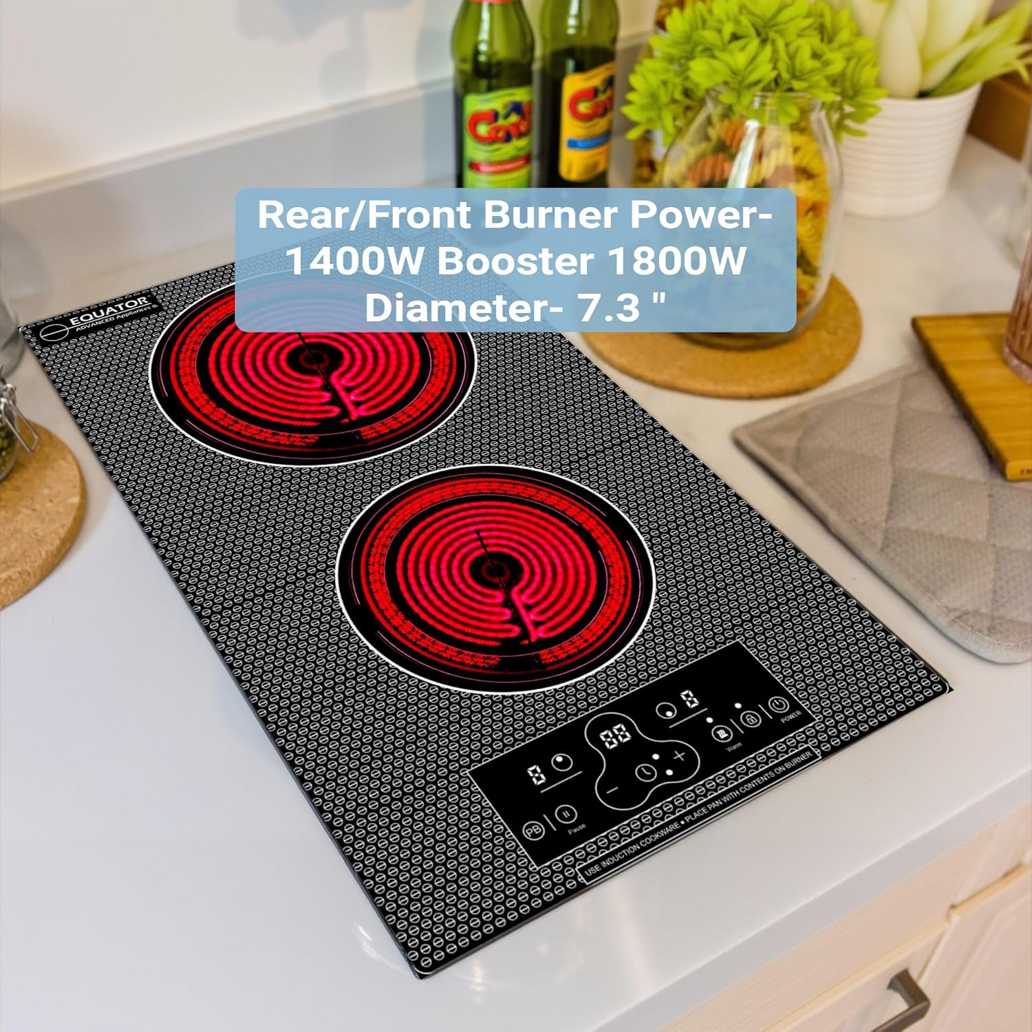 Equator 12" Built-In/Freestanding 2 Burner VERTICAL Induction Cooktop 110V