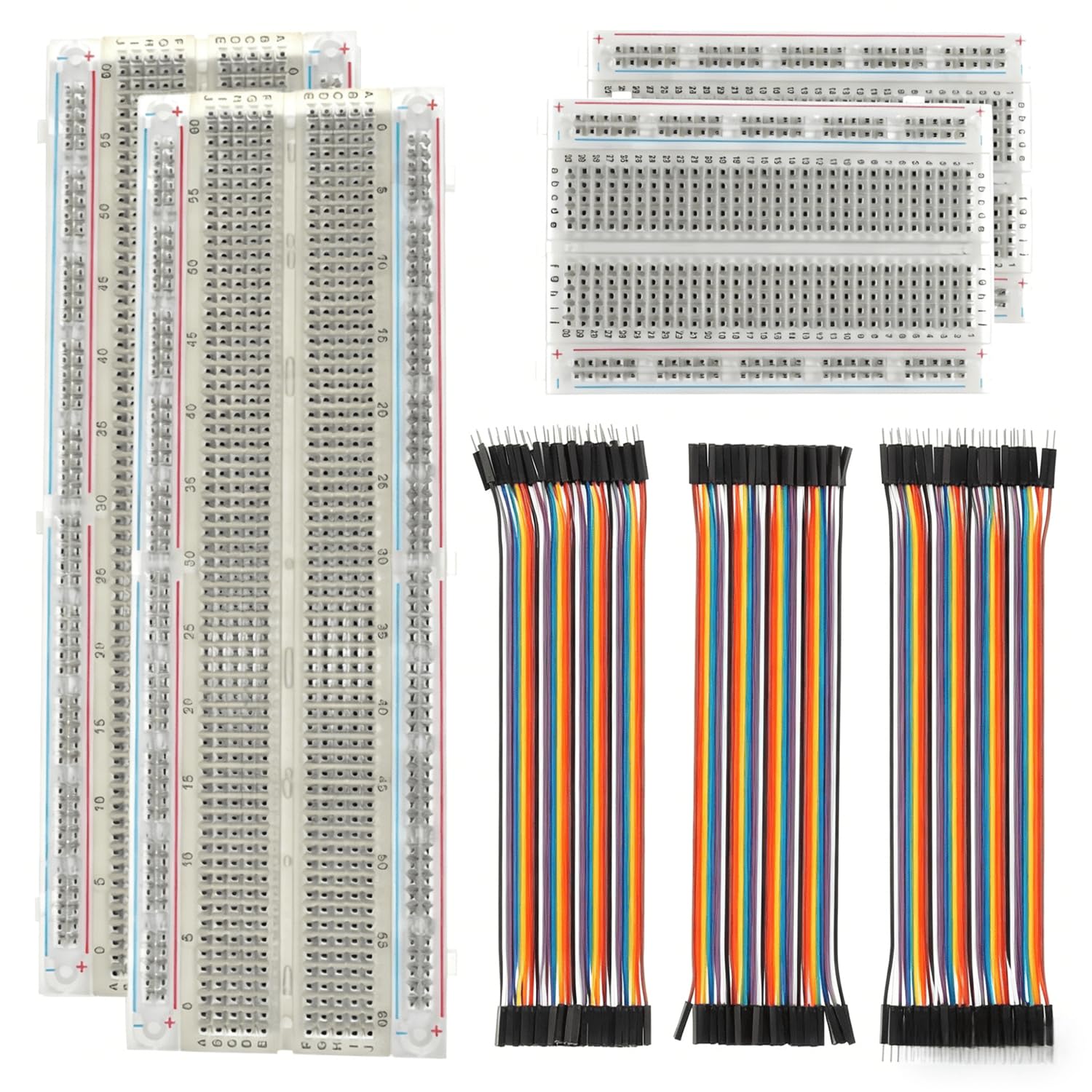 Kit breadboard senza saldatura, 2×830 punti mini breadboard, 2×400 punti mini breadboard, 120 pezzi 20 cm cavetti jumper Dupont, breadboard kit compatibile Arduino e Raspberry Pi