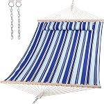 SUNCREAT Portable Tree Hammock with Hardwood Spreader Bar, Extra Large Soft Pillow, Heavy Duty 2 Person Hammock for Indoor, Outdoor, Gray